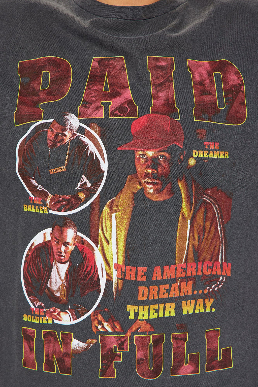 Paid In Full Washed Throwback Tee - Black