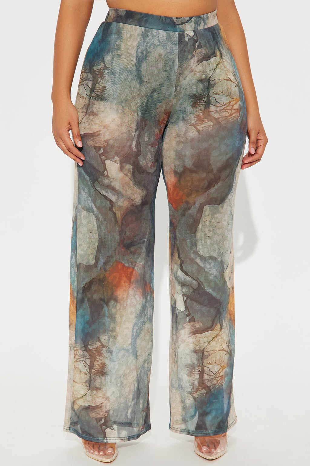 Janice Mesh High Rise Flare Pant 33 - Blue/combo