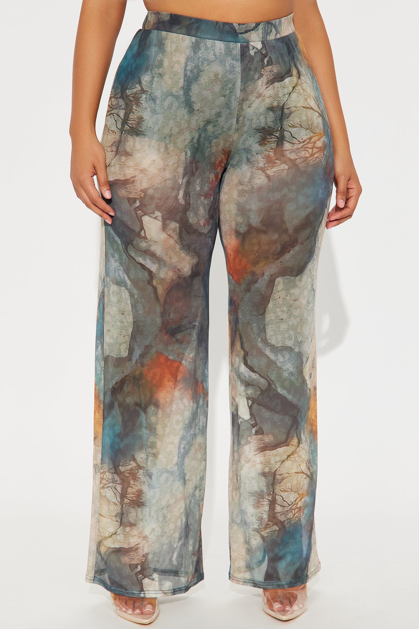Janice Mesh High Rise Flare Pant 33 - Blue/combo