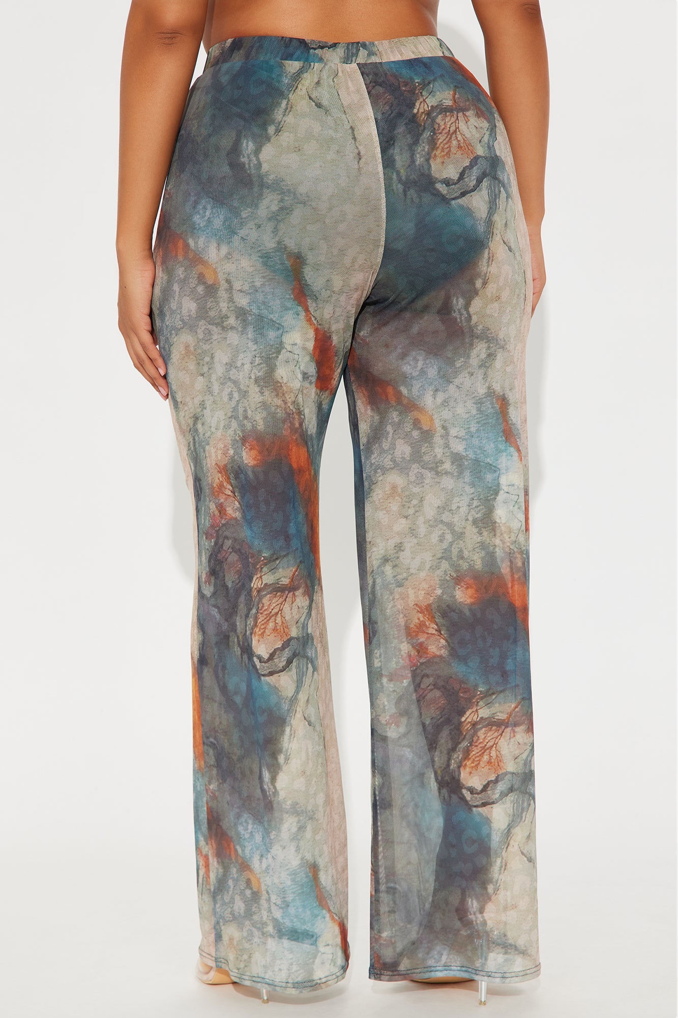 Janice Mesh High Rise Flare Pant 33 - Blue/combo