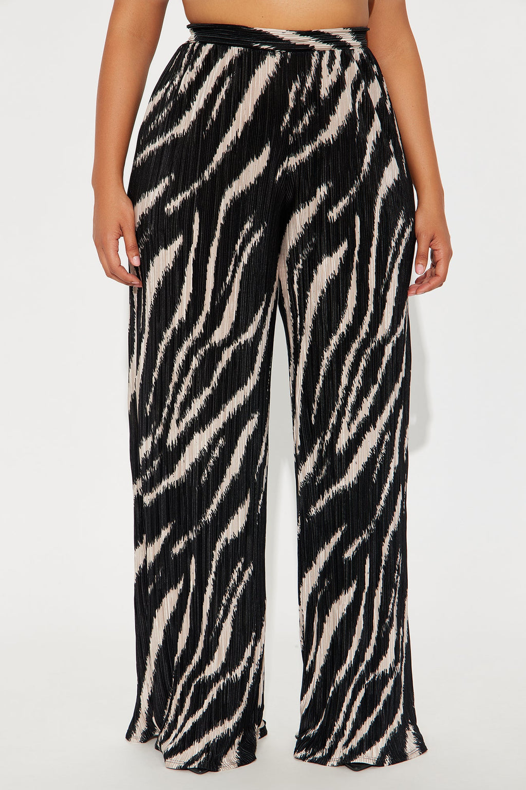 In The Tropics Plisse Wide Leg Pant 33″ - Black/combo