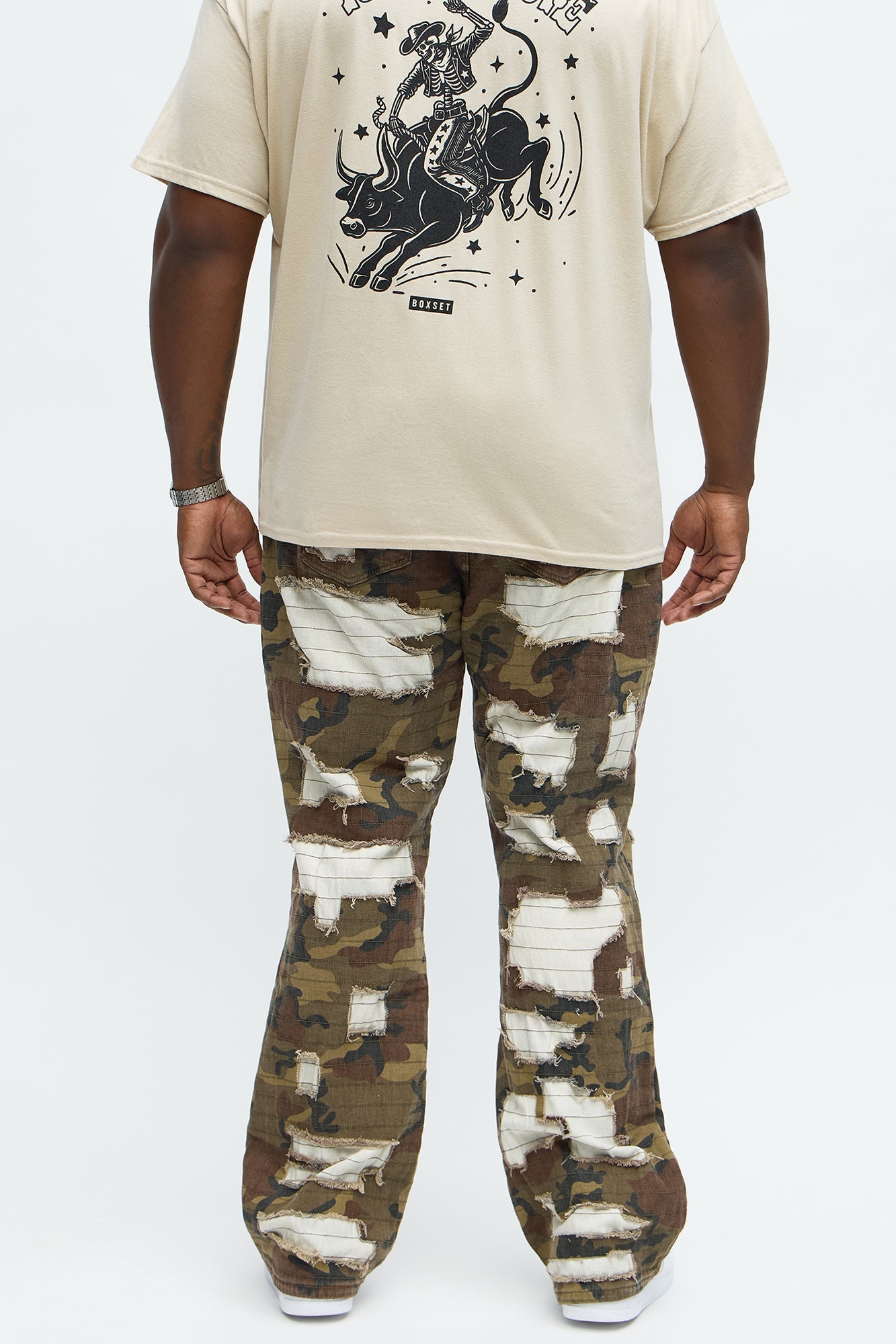Stacked Slim Flare Rip It Stitch It Camo Pants - Camouflage