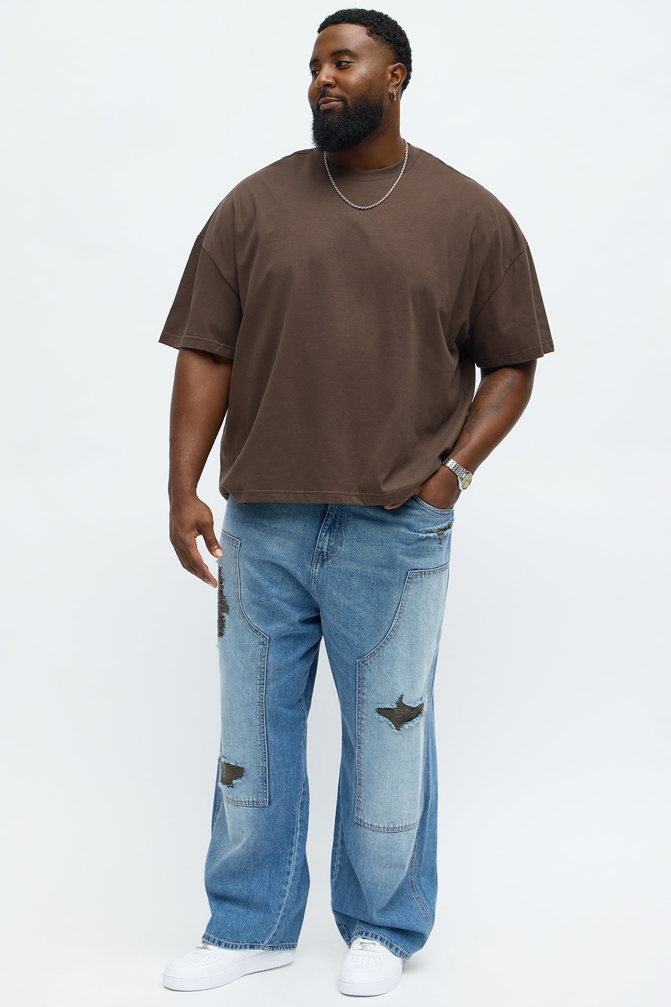 Premium Boxy Cropped Soft Cotton Tee - Brown