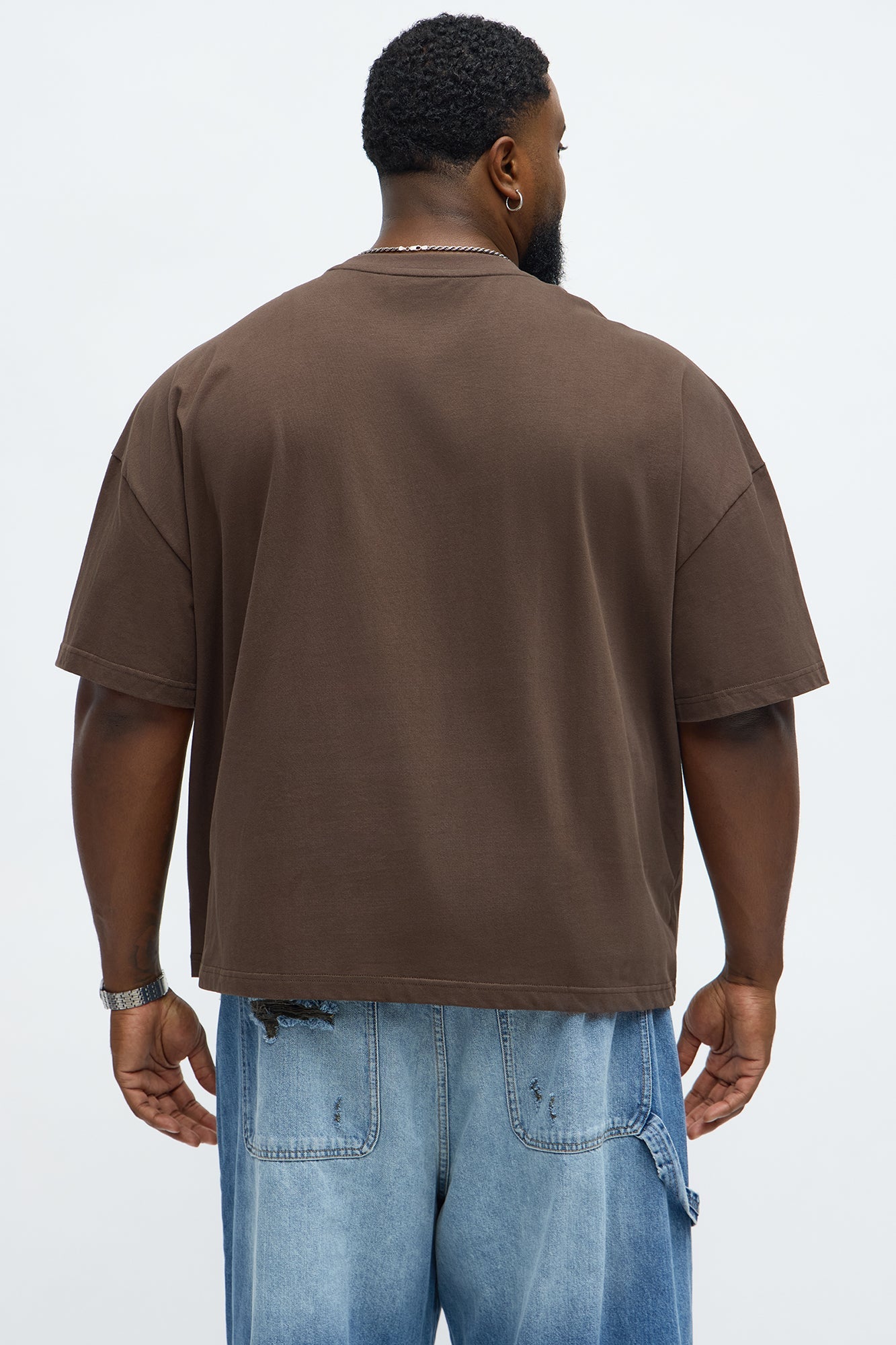 Premium Boxy Cropped Soft Cotton Tee - Brown