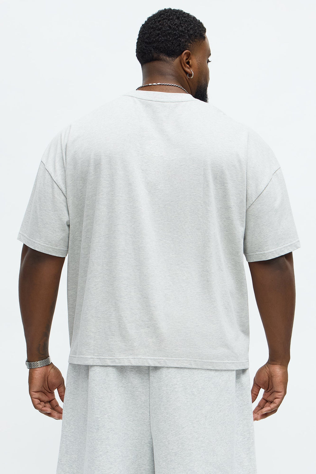 Premium Boxy Cropped Soft Cotton Tee - Heather Grey