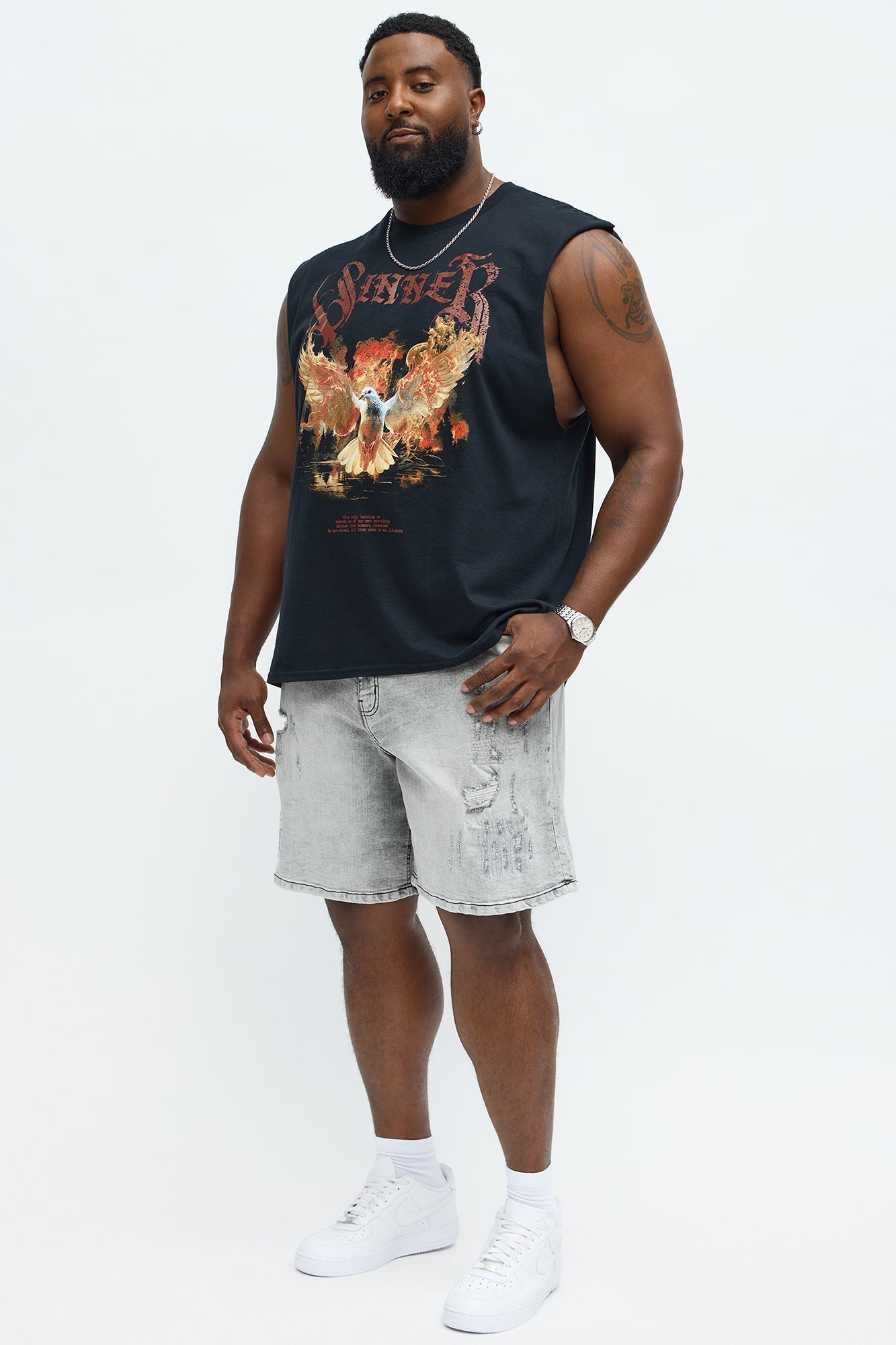 Relaxed Looking Out Ripped And Repair Denim Shorts - Grey