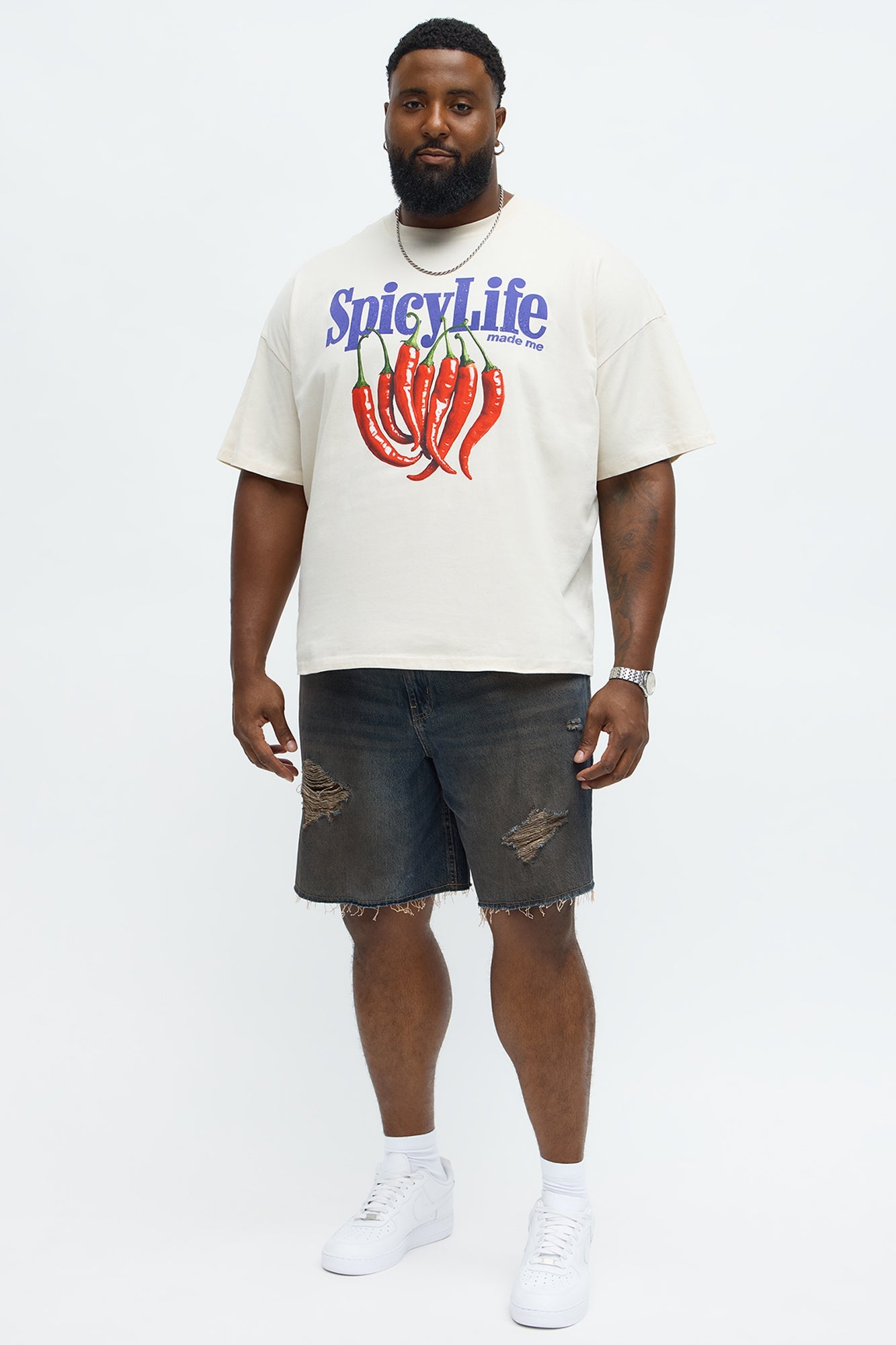 Spicy Life Oversized Short Sleeve Tee - Off White