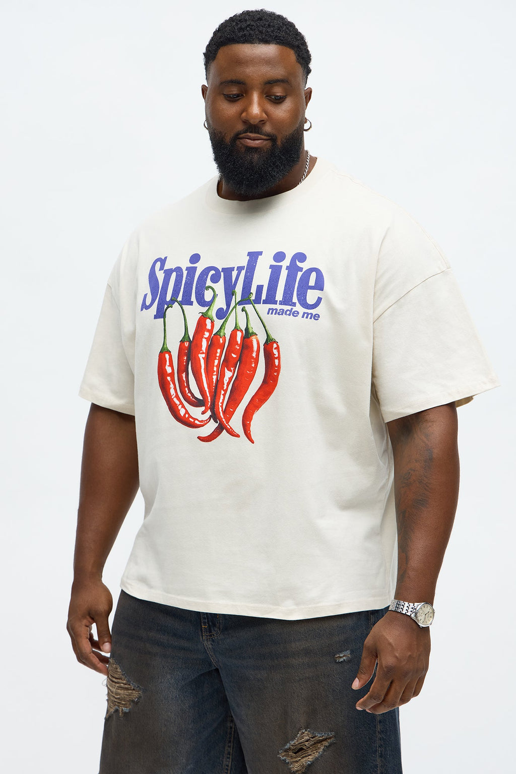 Spicy Life Oversized Short Sleeve Tee - Off White