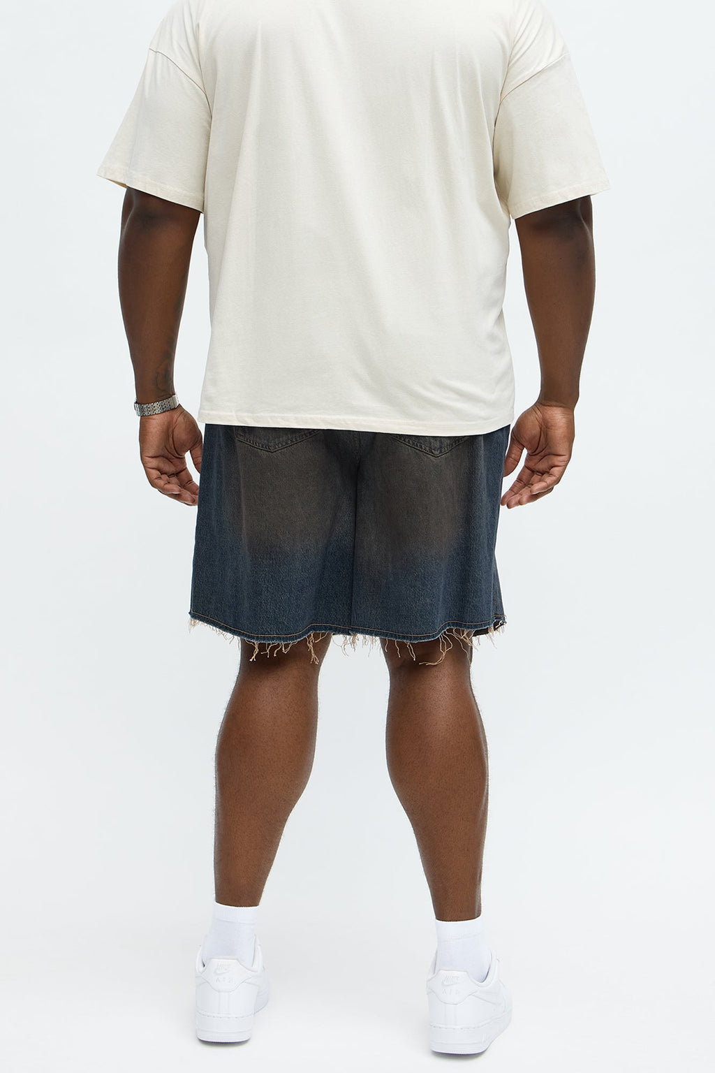 Relaxed To Put In The Works Ripped Denim Shorts - Dark Wash