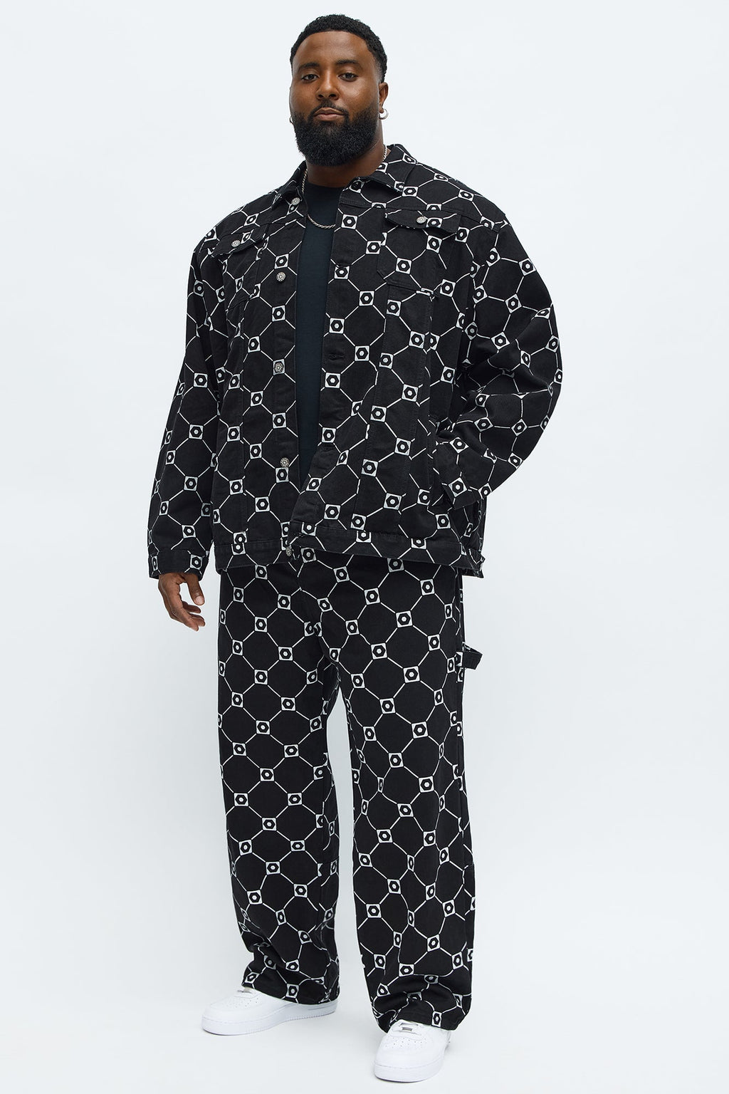 South Pole Baggy Monogram Jeans - Black