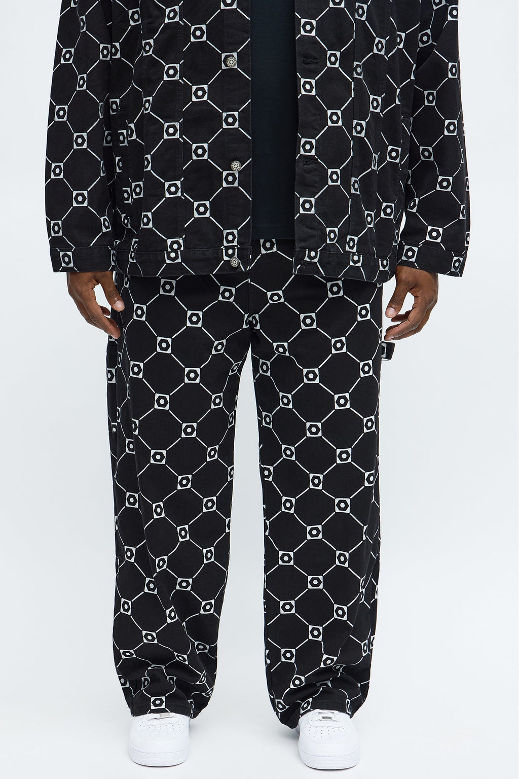 South Pole Baggy Monogram Jeans - Black