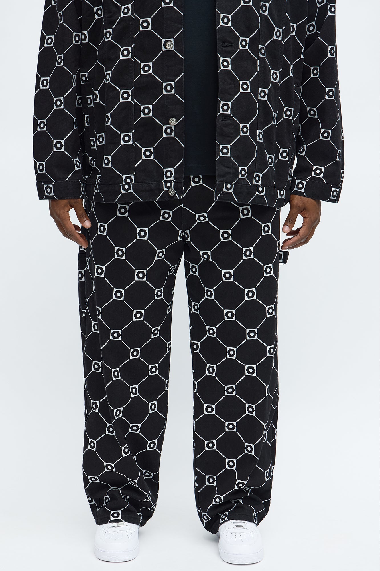 South Pole Baggy Monogram Jeans - Black