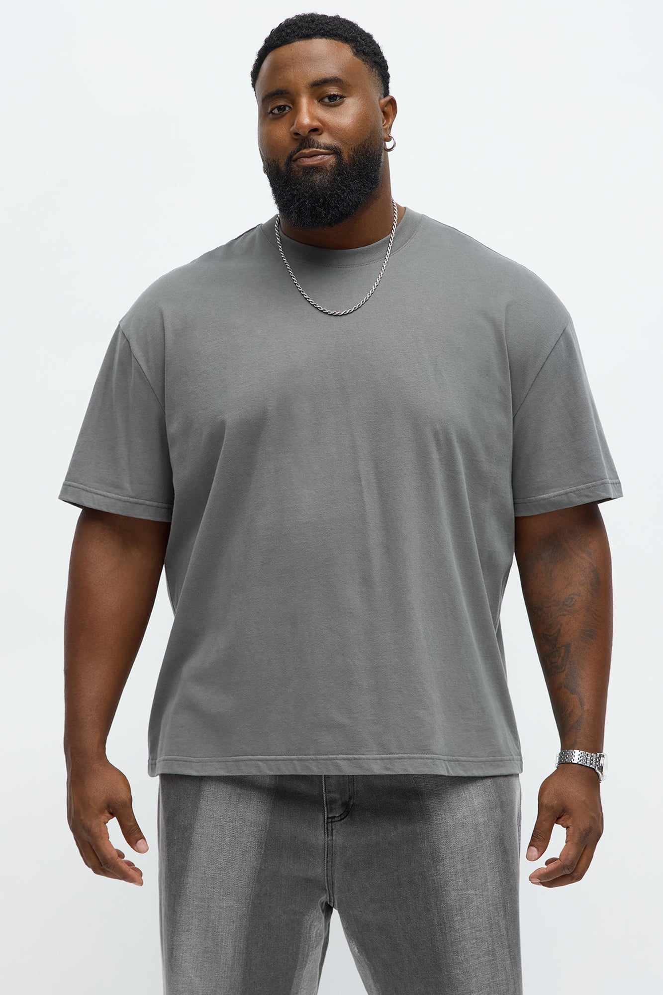 Premium Relaxed Soft Cotton Tee - Dark Grey