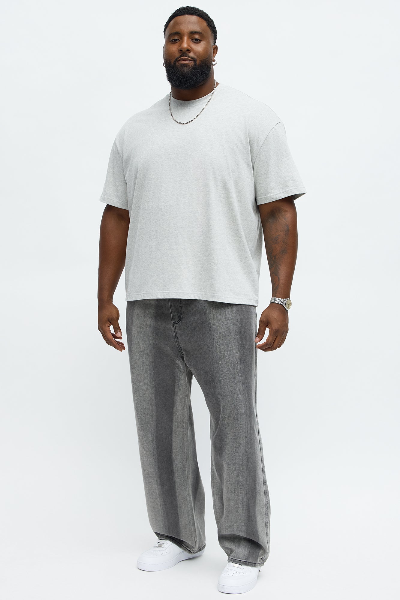 Premium Relaxed Soft Cotton Tee - Heather Grey