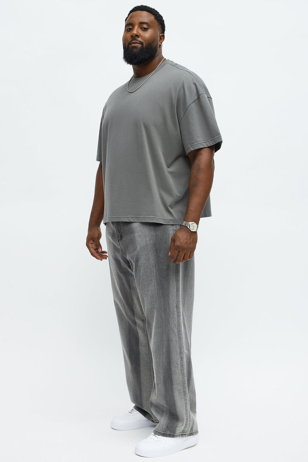 Premium Boxy Cropped Soft Cotton Tee - Dark Grey