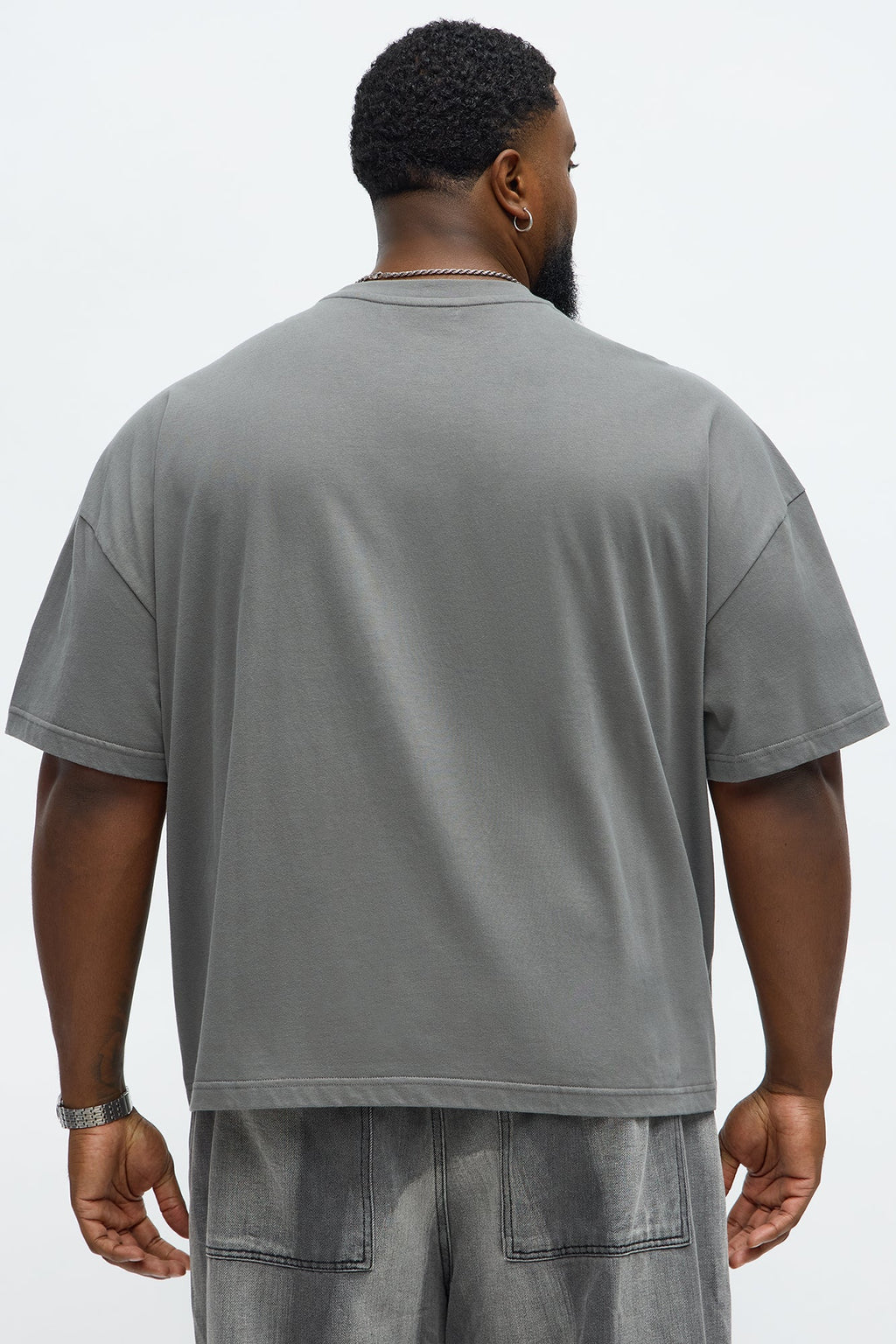 Premium Boxy Cropped Soft Cotton Tee - Dark Grey