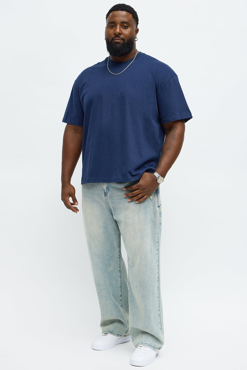 Premium Relaxed Soft Cotton Tee - Navy