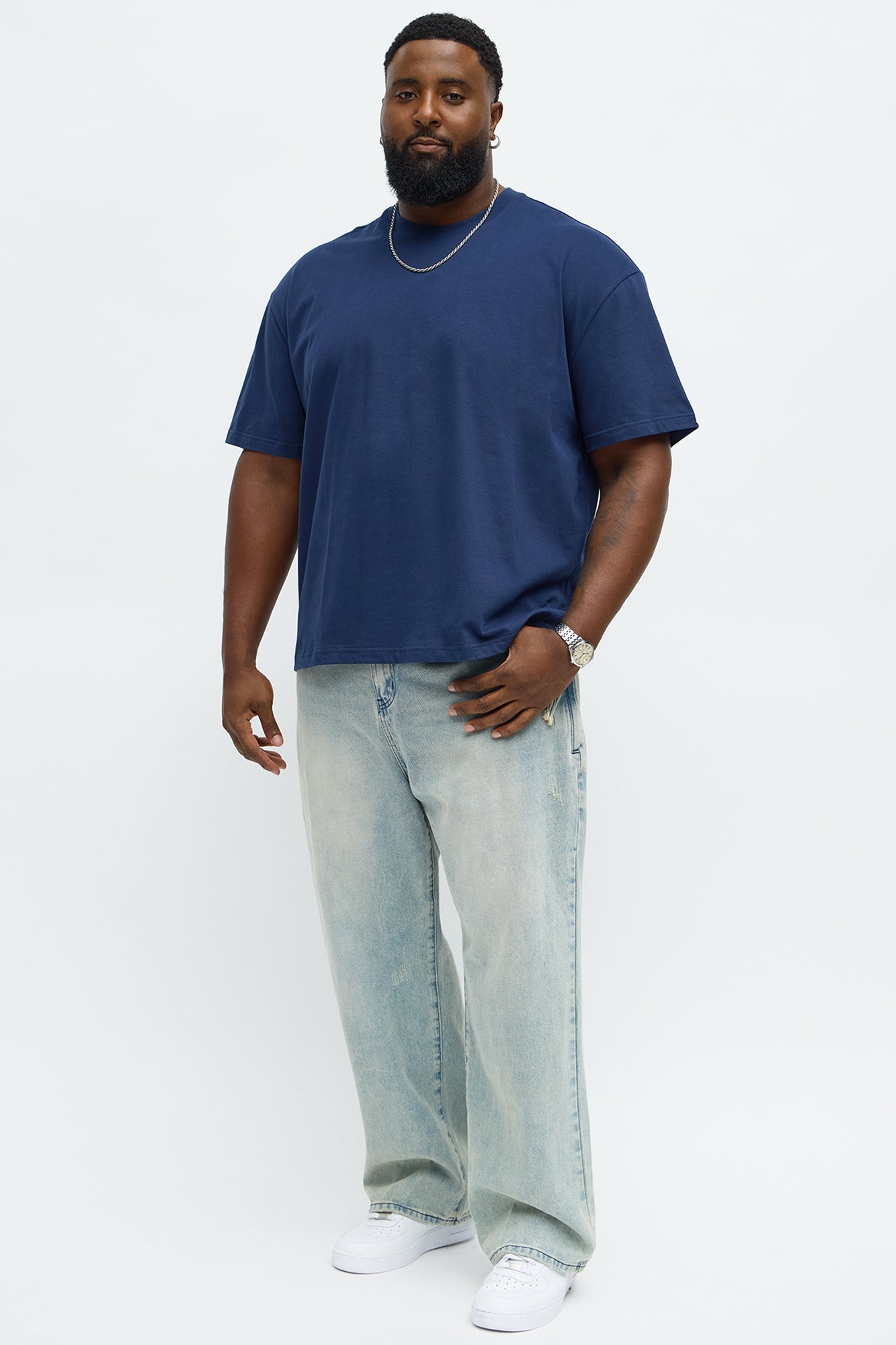 Premium Relaxed Soft Cotton Tee - Navy
