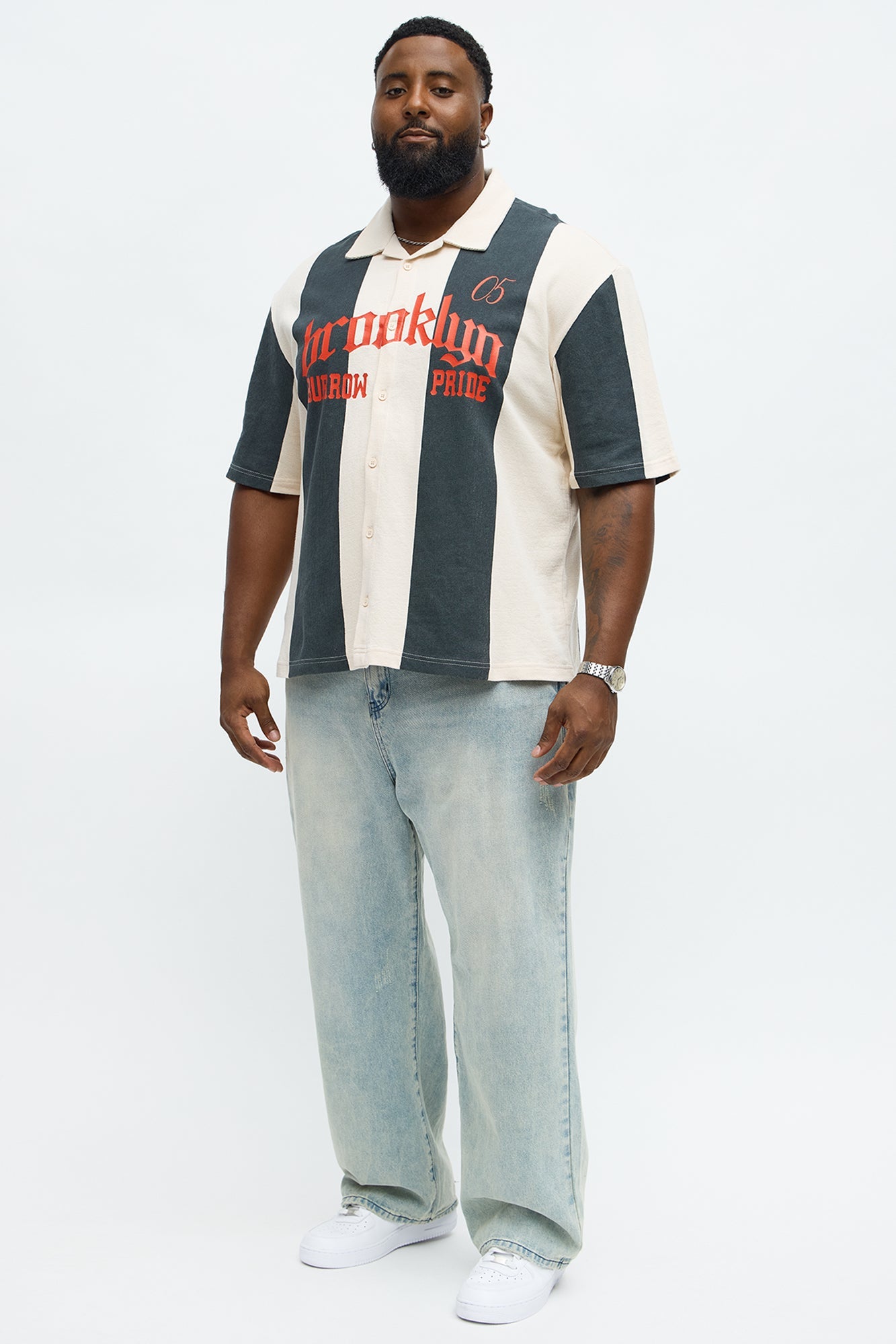 Brooklyn Knit Button Up Shirt - Black/White