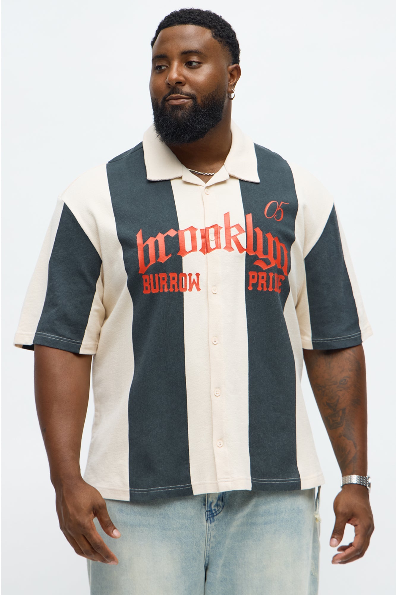 Brooklyn Knit Button Up Shirt - Black/White