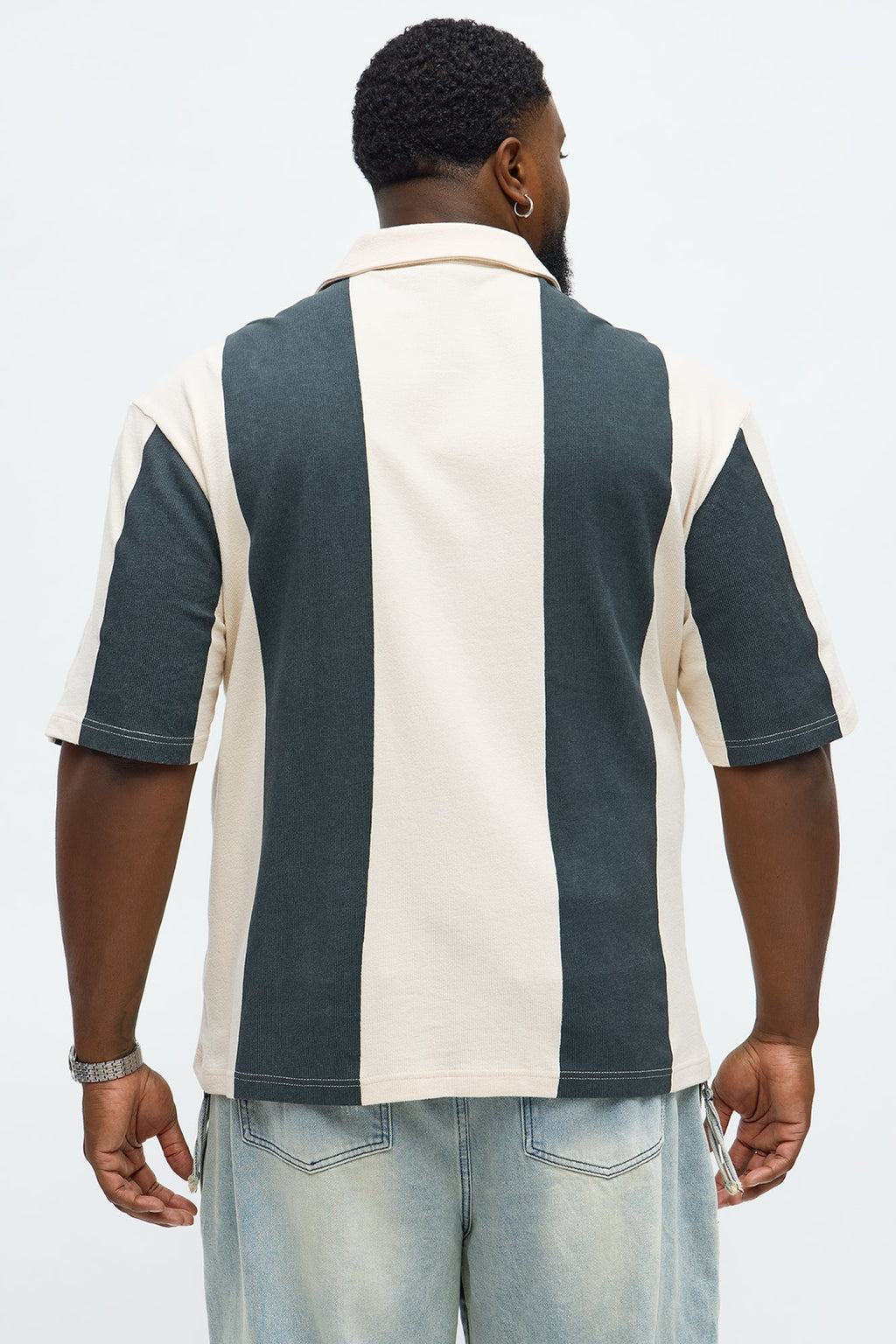 Brooklyn Knit Button Up Shirt - Black/White