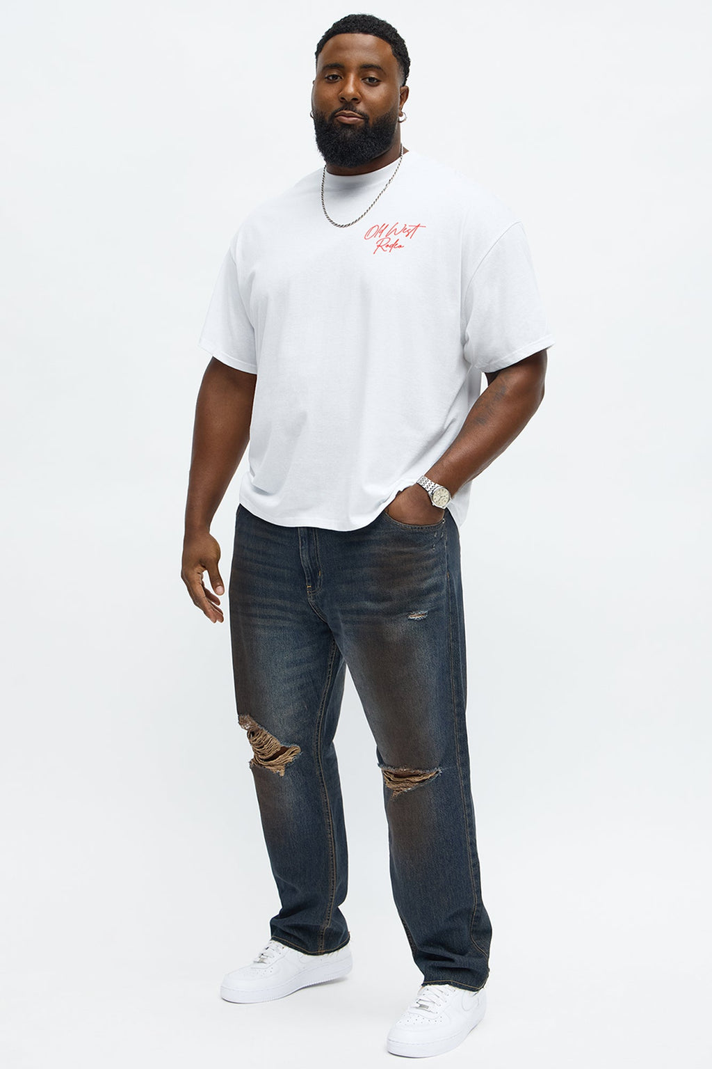 Slim To Put In The Works Ripped Jeans - Dark Wash