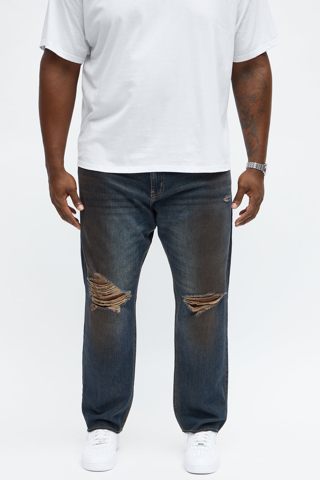 Slim To Put In The Works Ripped Jeans - Dark Wash