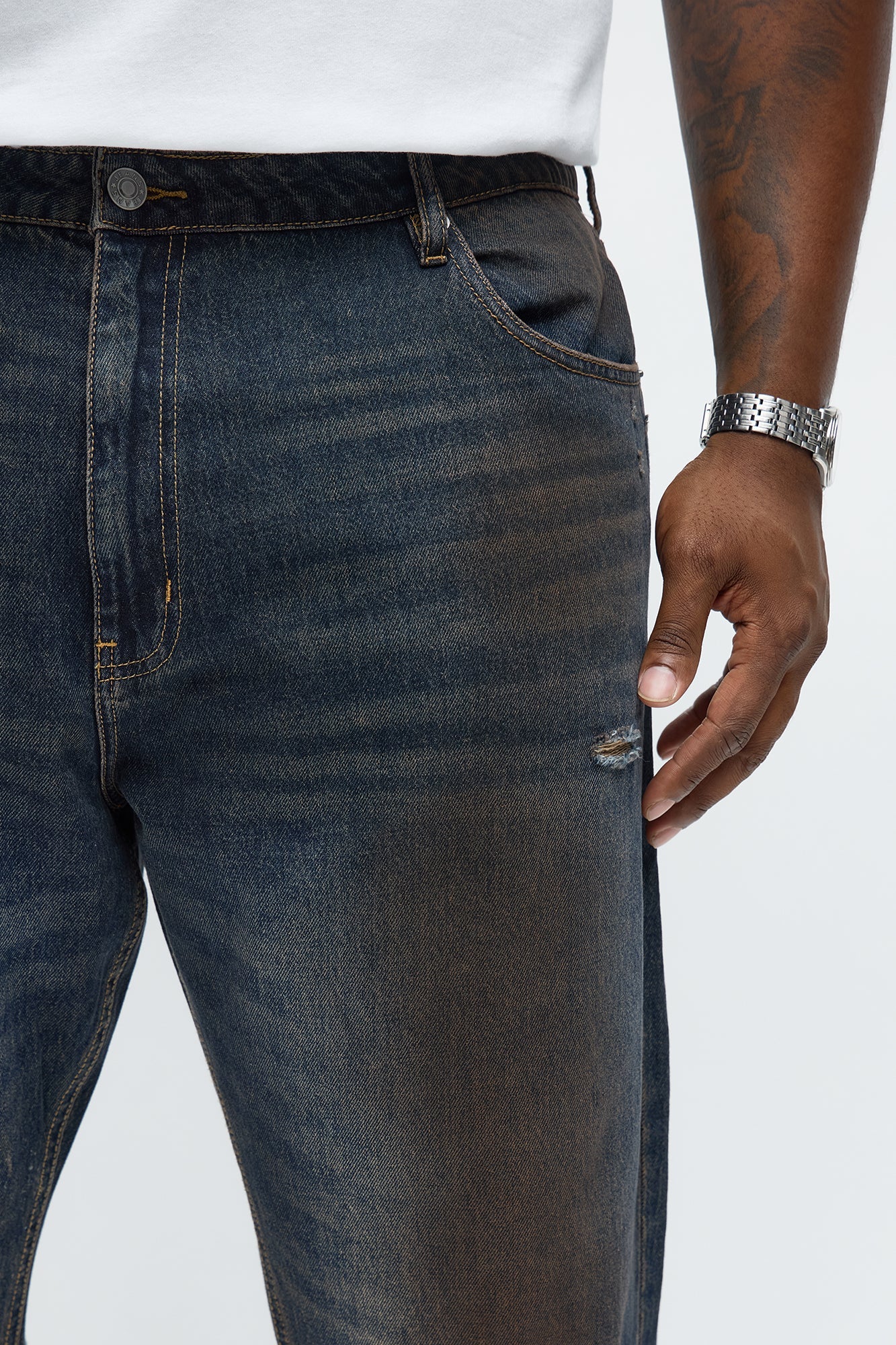 Slim To Put In The Works Ripped Jeans - Dark Wash