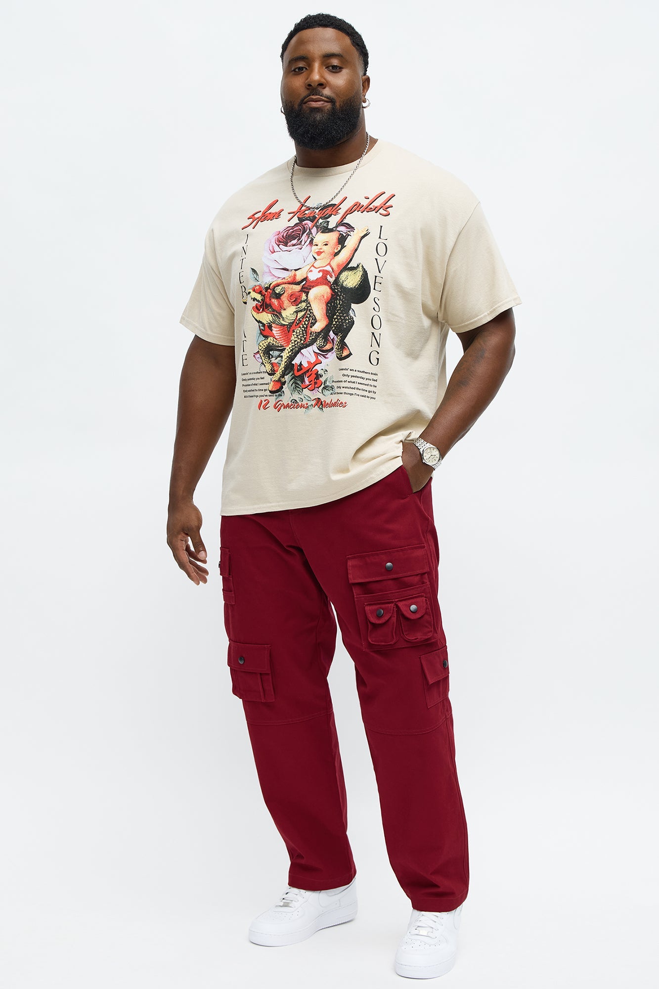 Slim Count On It Cargo Utility Pants - Burgundy