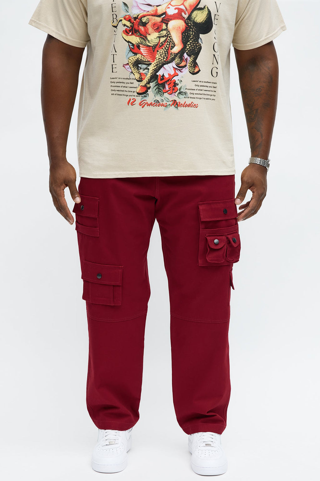 Slim Count On It Cargo Utility Pants - Burgundy