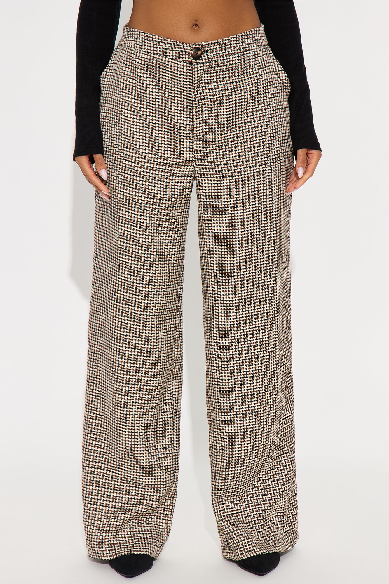 Without A Doubt Houndstooth Wide Leg Pant 31 - Cream/combo