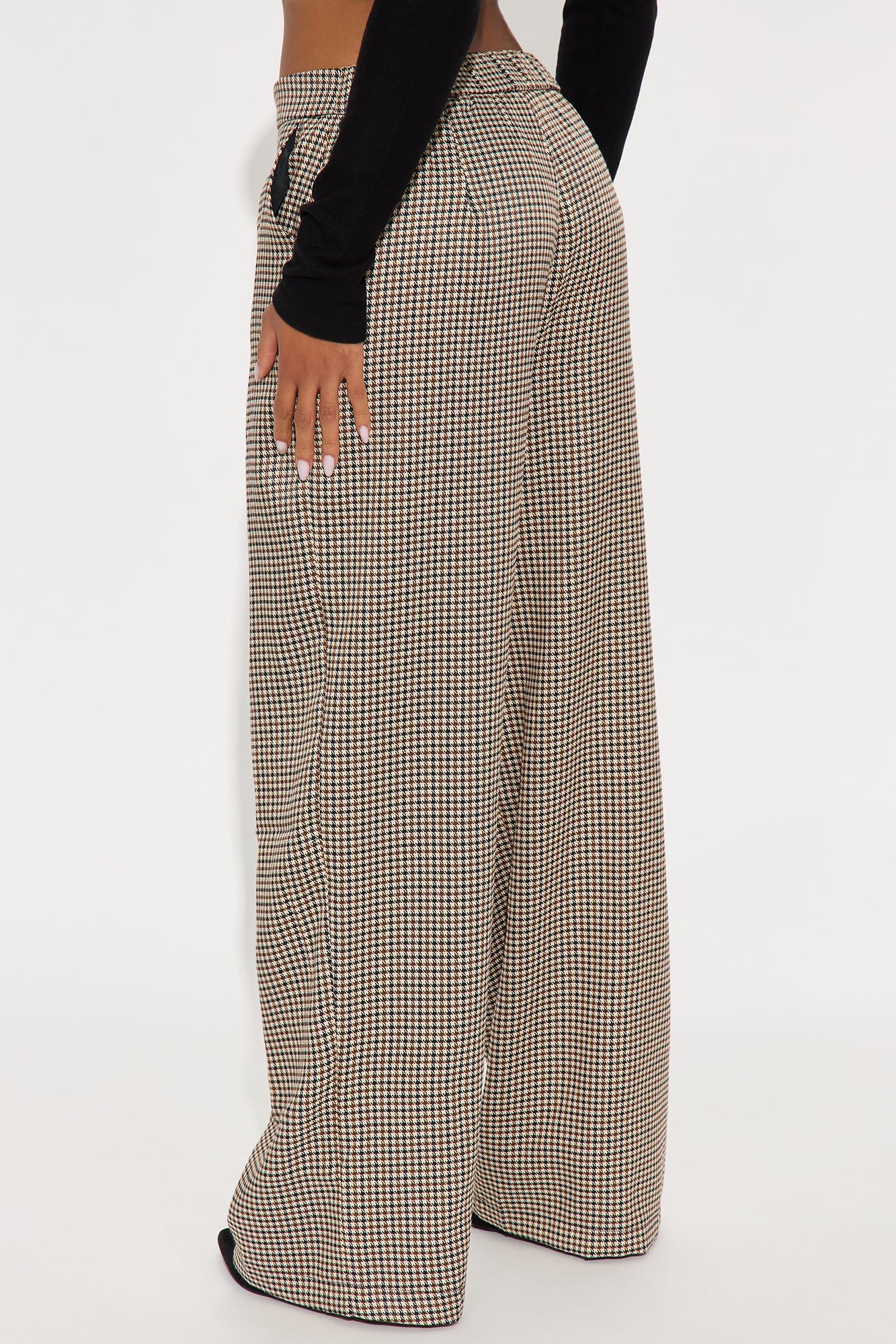 Without A Doubt Houndstooth Wide Leg Pant 31 - Cream/combo