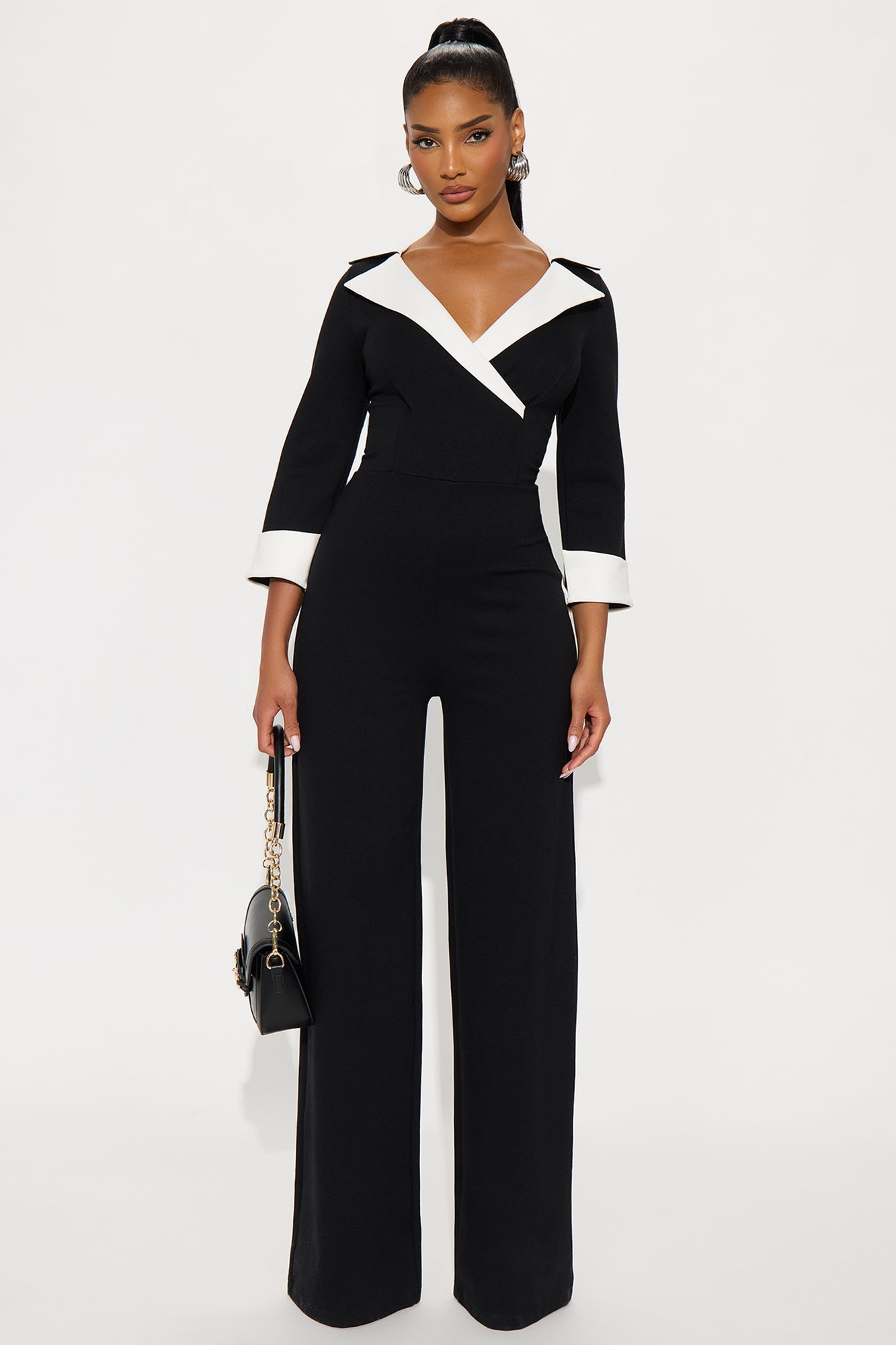 Making Moves Collared Jumpsuit - Black