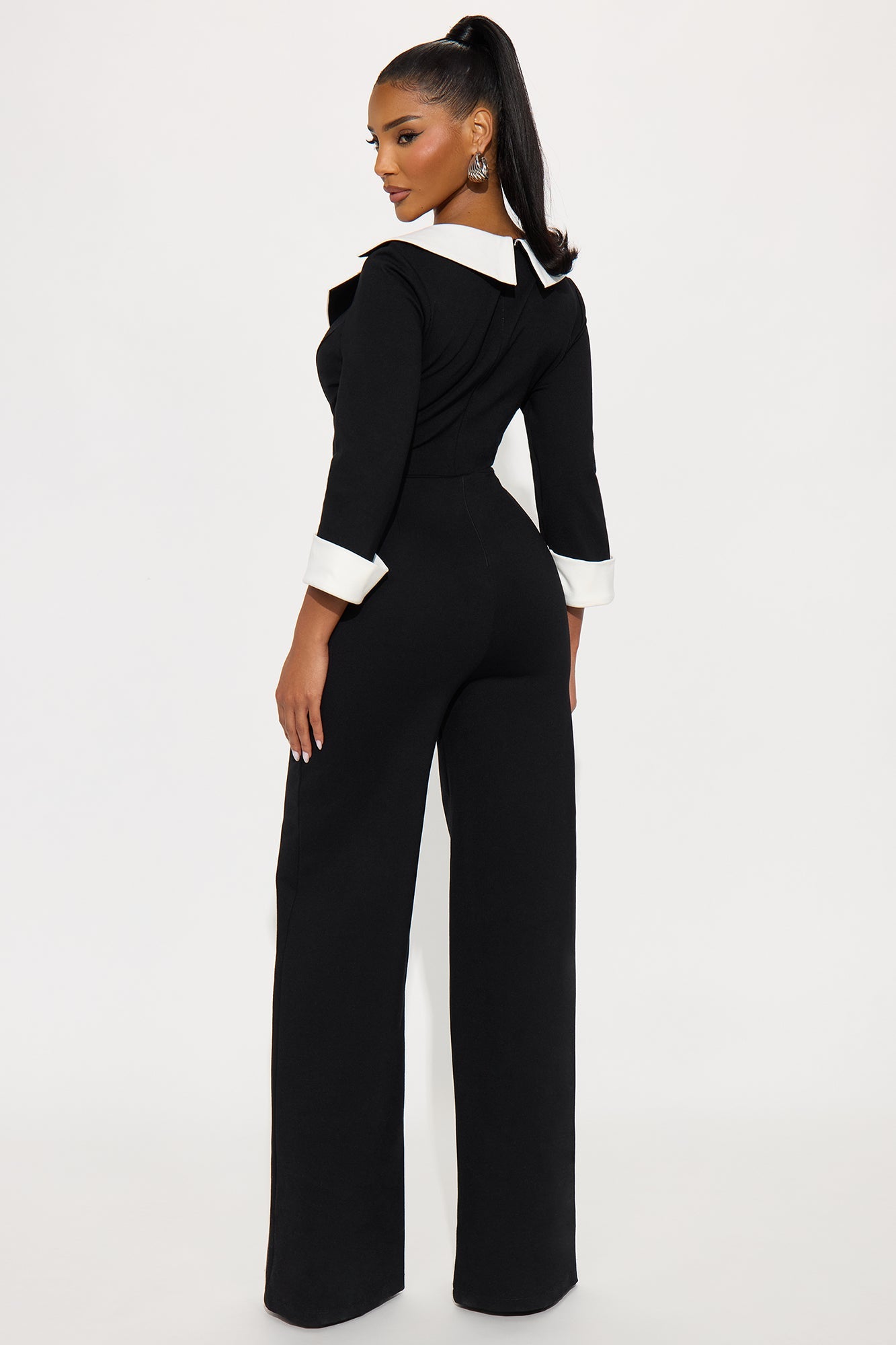 Making Moves Collared Jumpsuit - Black
