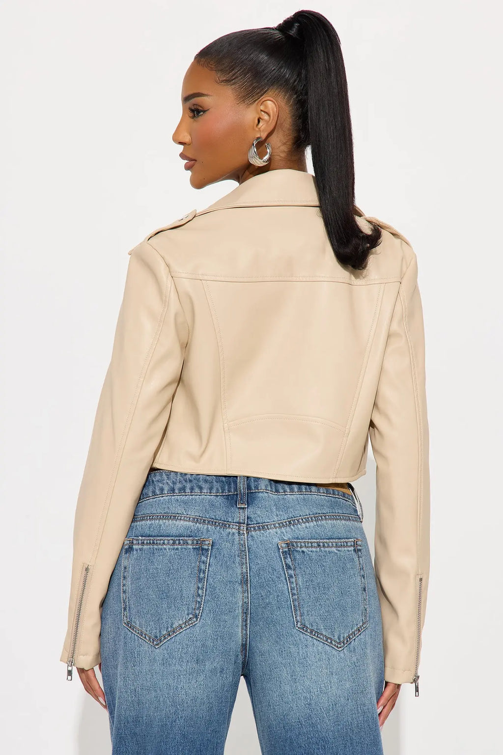 Jamila Faux Leather Moto Jacket - Khaki 