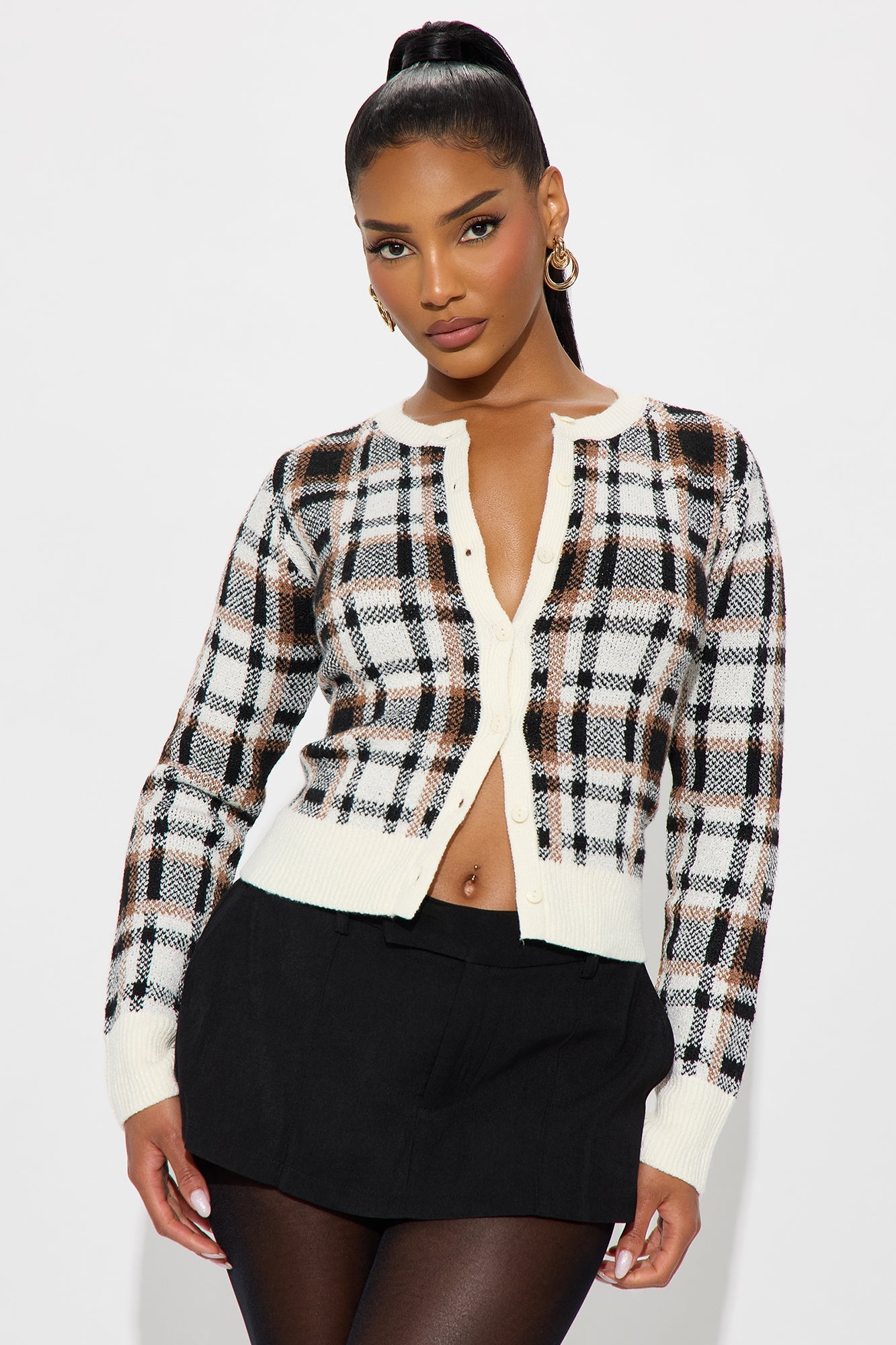 Check Me Out Cardigan Sweater - Brown/combo