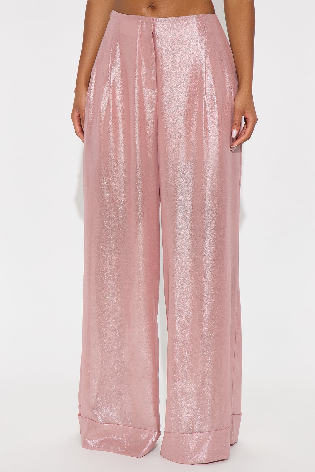 Romantically Spoiled Organza Metallic Wide Leg Pant 33 - Rose Gold