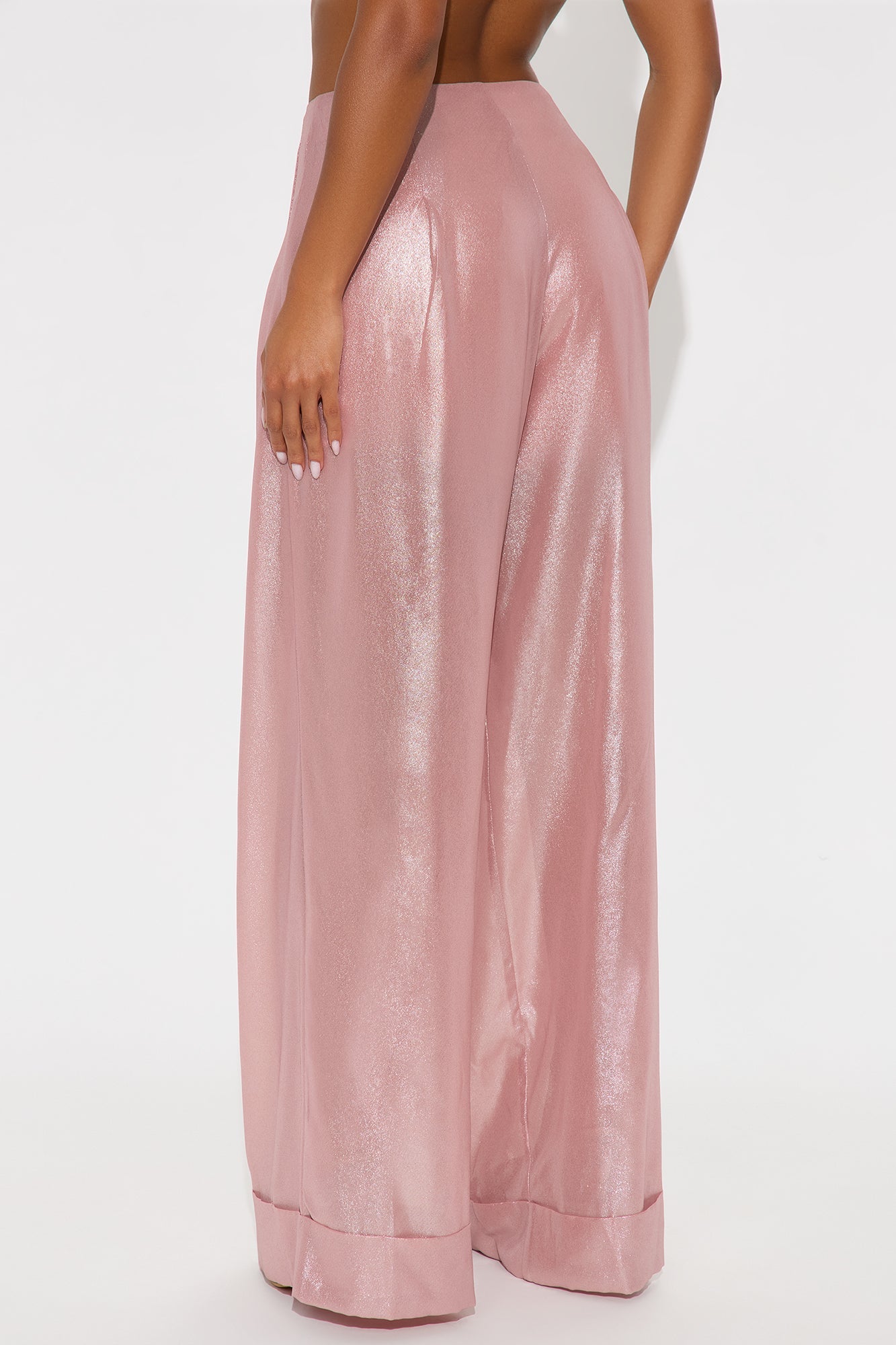 Romantically Spoiled Organza Metallic Wide Leg Pant 33 - Rose Gold