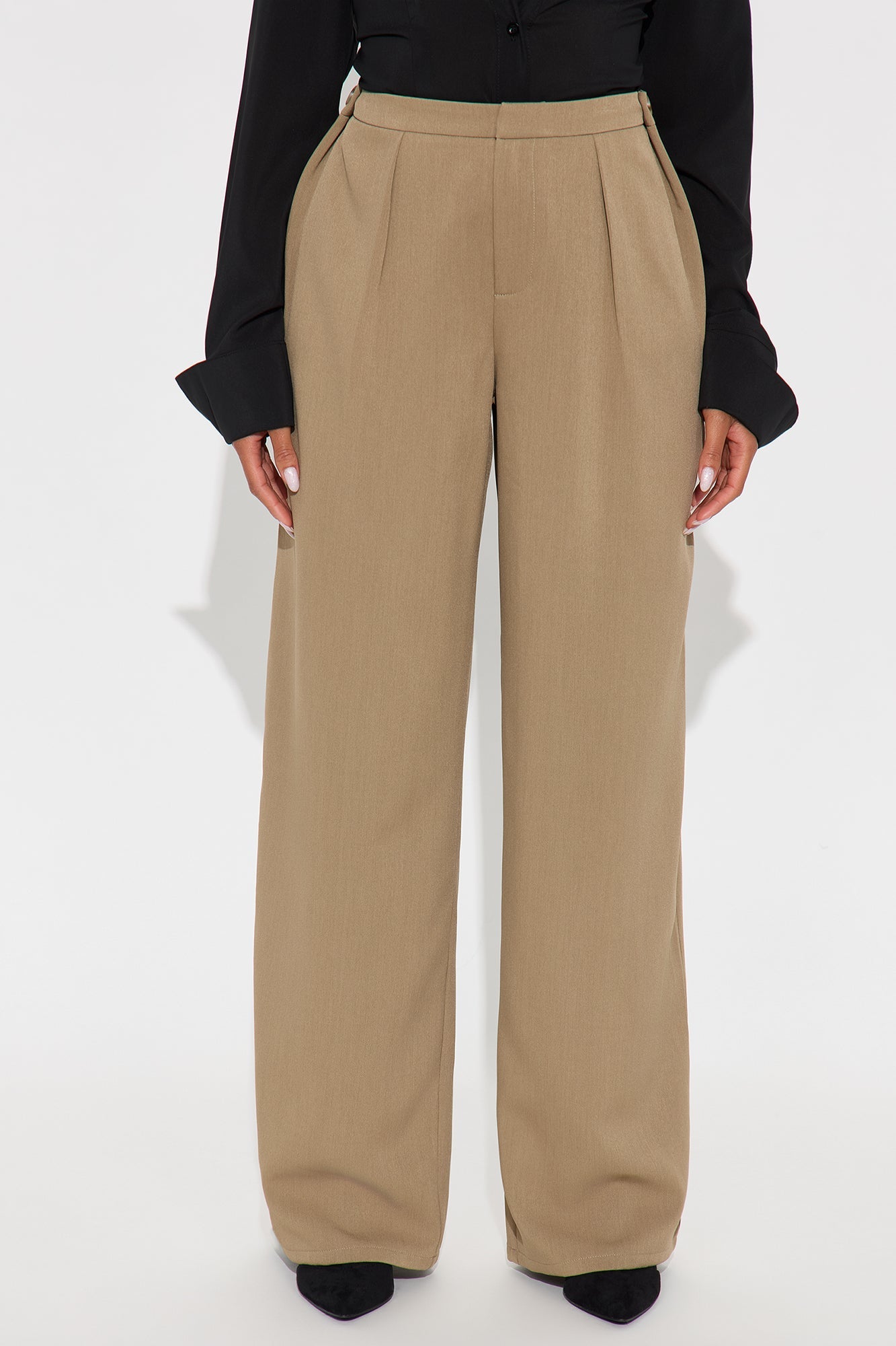 Close The Deal Wide Leg Trouser Pant 32″ - Mocha 