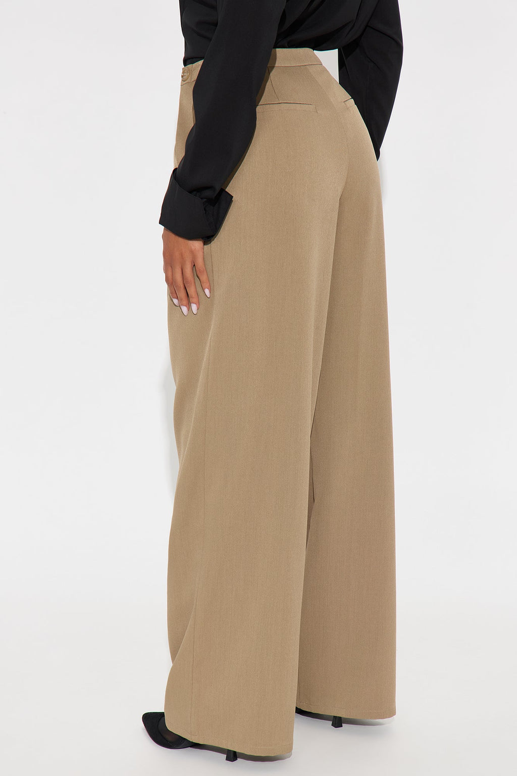 Close The Deal Wide Leg Trouser Pant 32″ - Mocha 