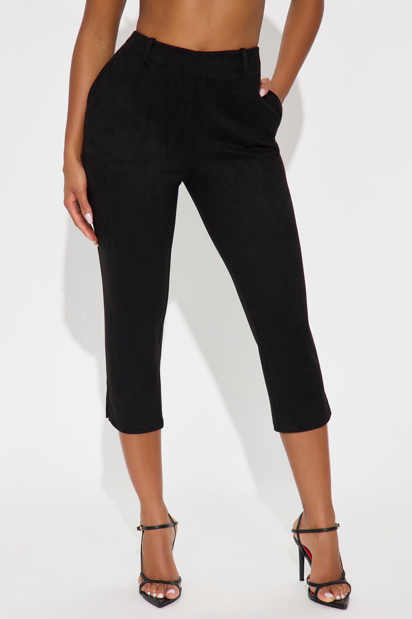 Always Yours Faux Suede Capri Pant - Black