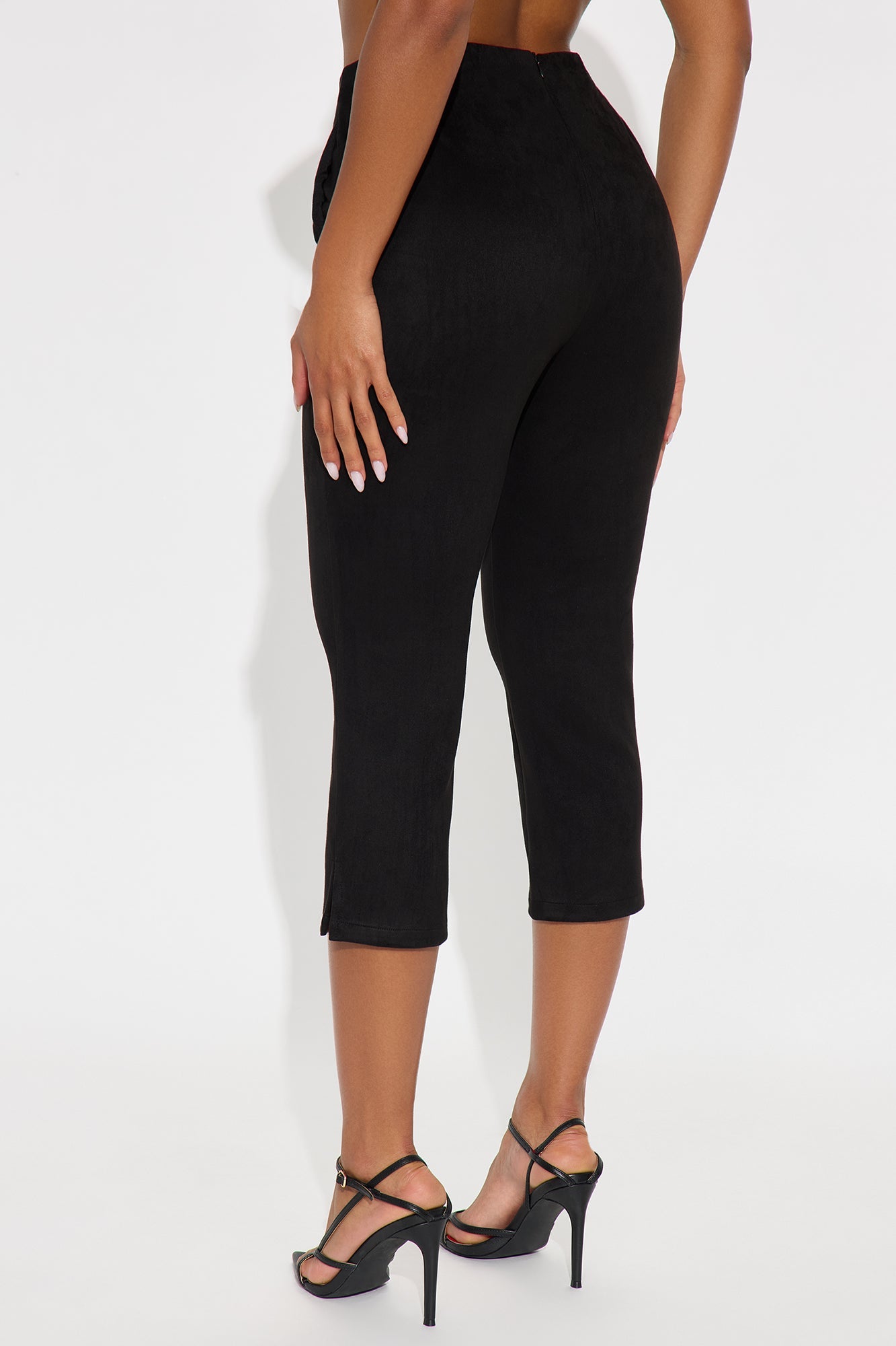 Always Yours Faux Suede Capri Pant - Black