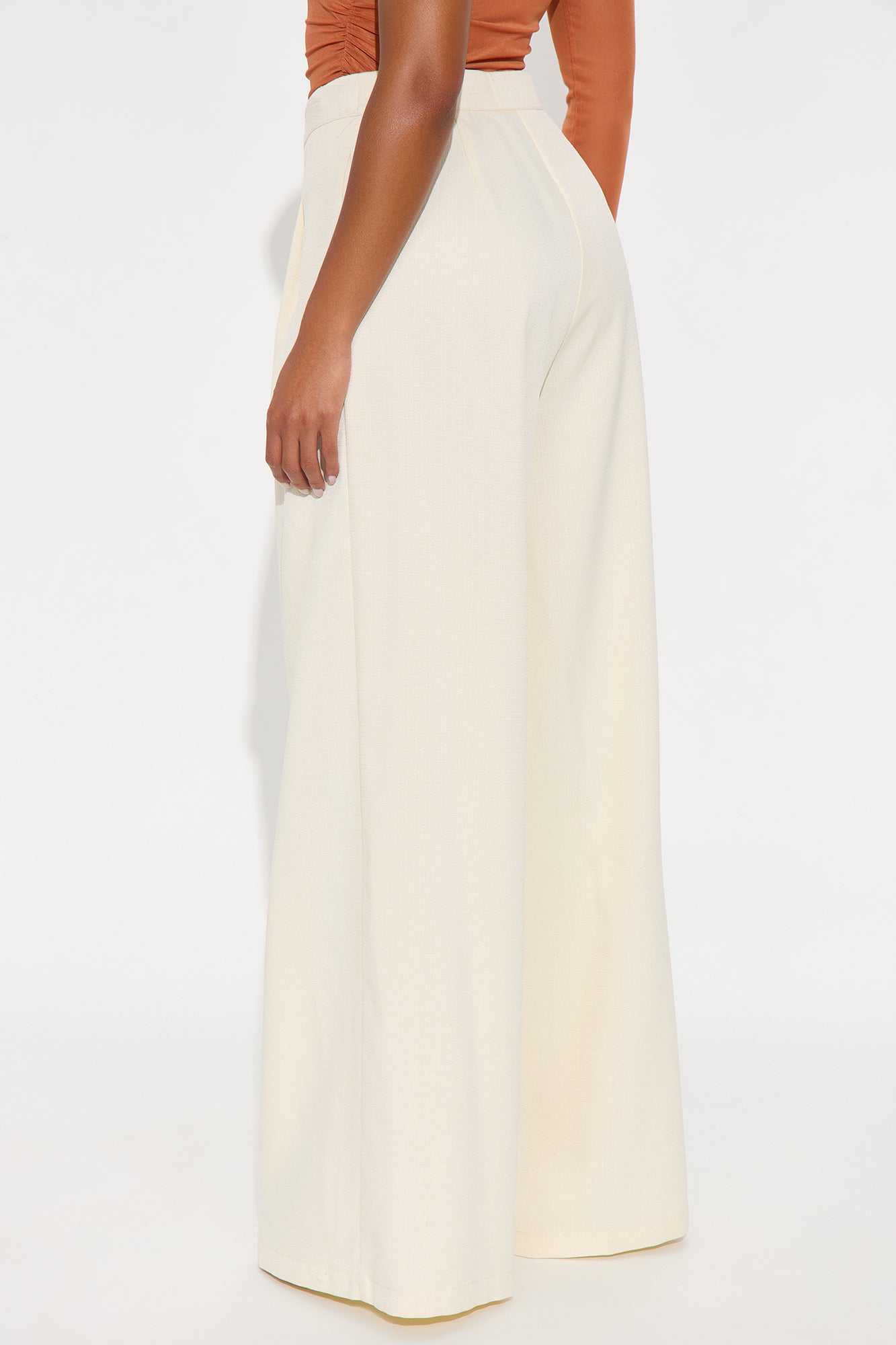Crystal Textured Wide Leg Pant 33 - Cream
