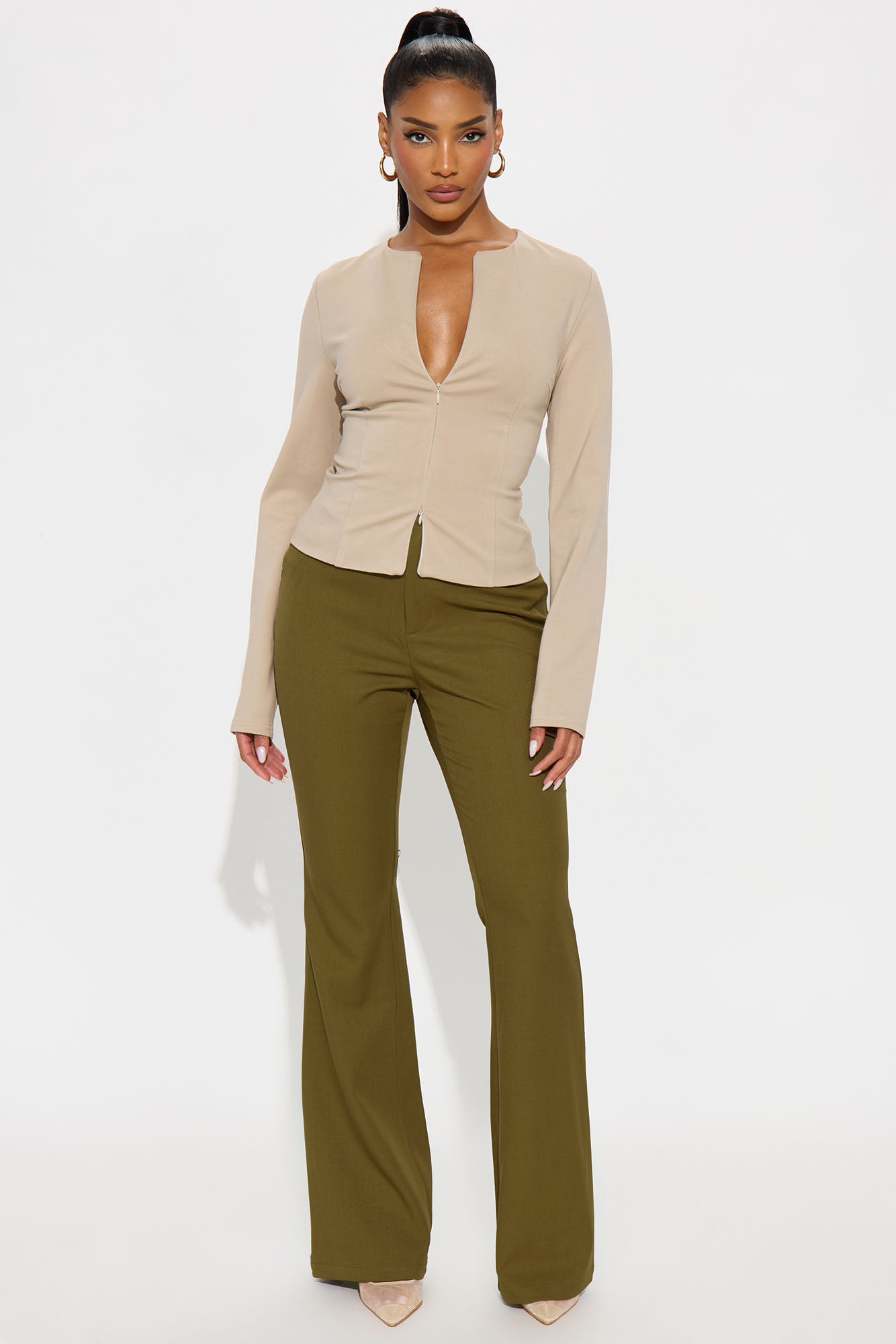 Octavia Flare Trouser Pant 33″ - Chartreuse