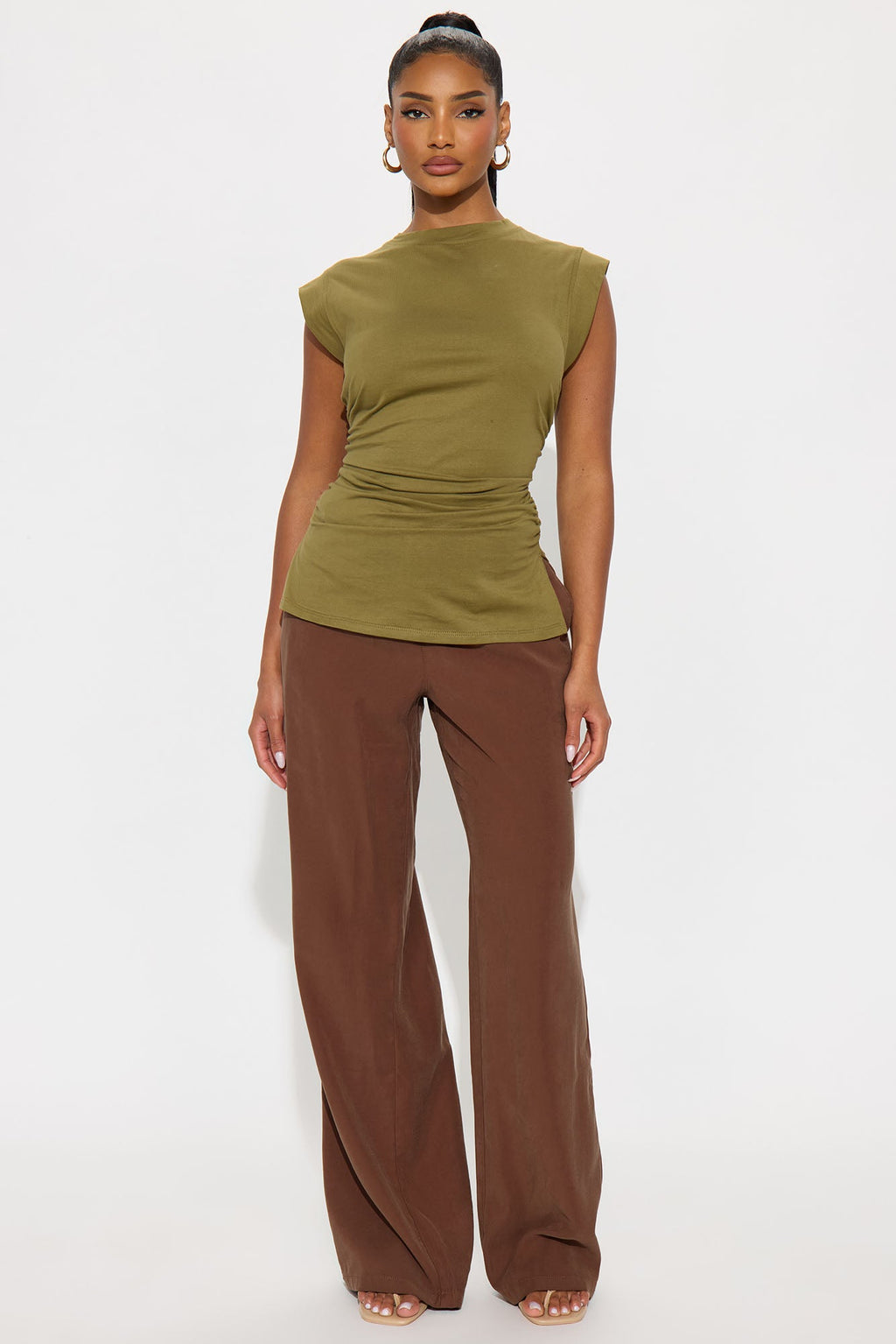 Lolita Wide Leg Lyocell Pant - Brown
