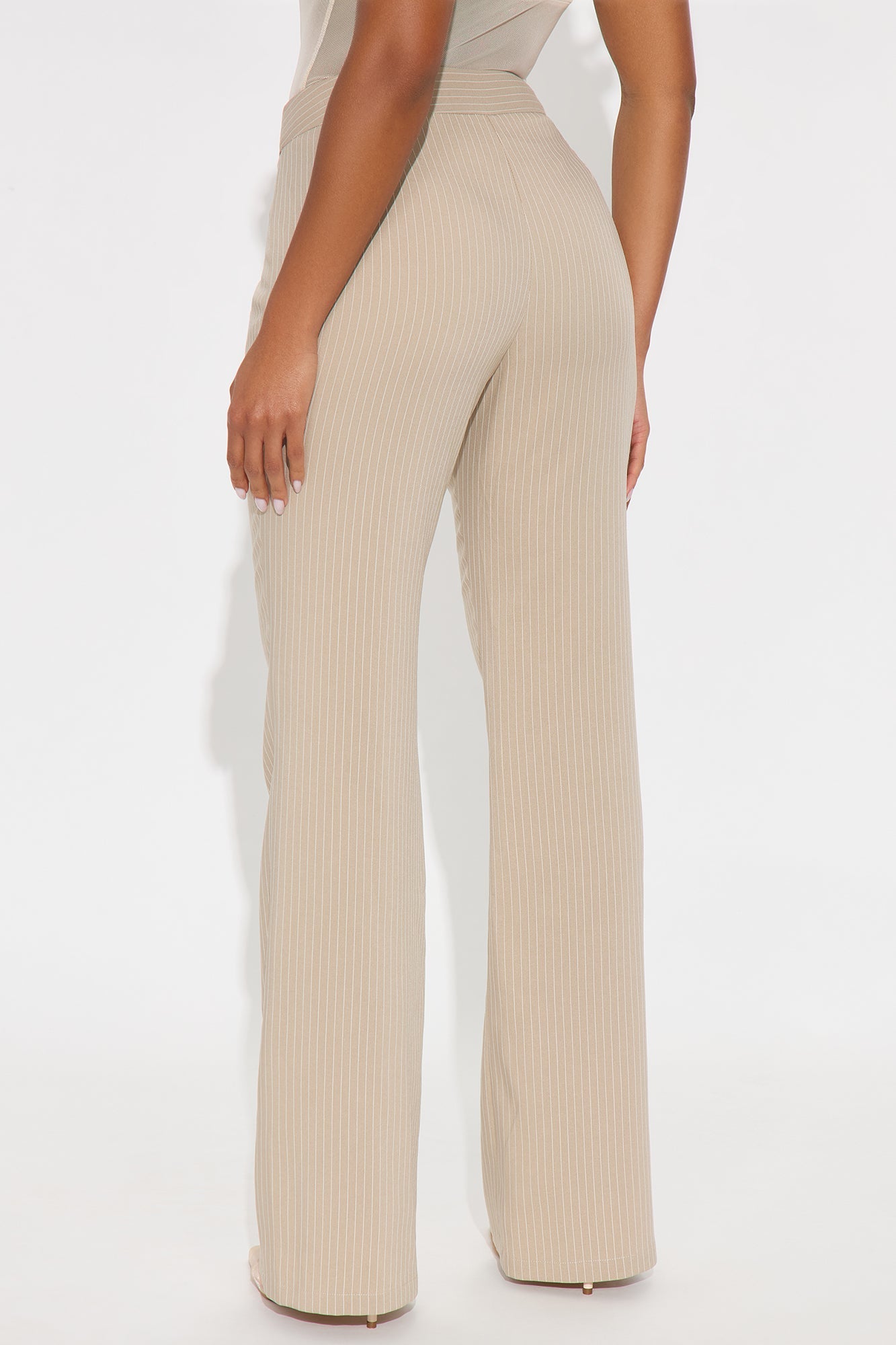 Giana Pinstripe Belted Trouser Pant 33″ - Stone/Combo