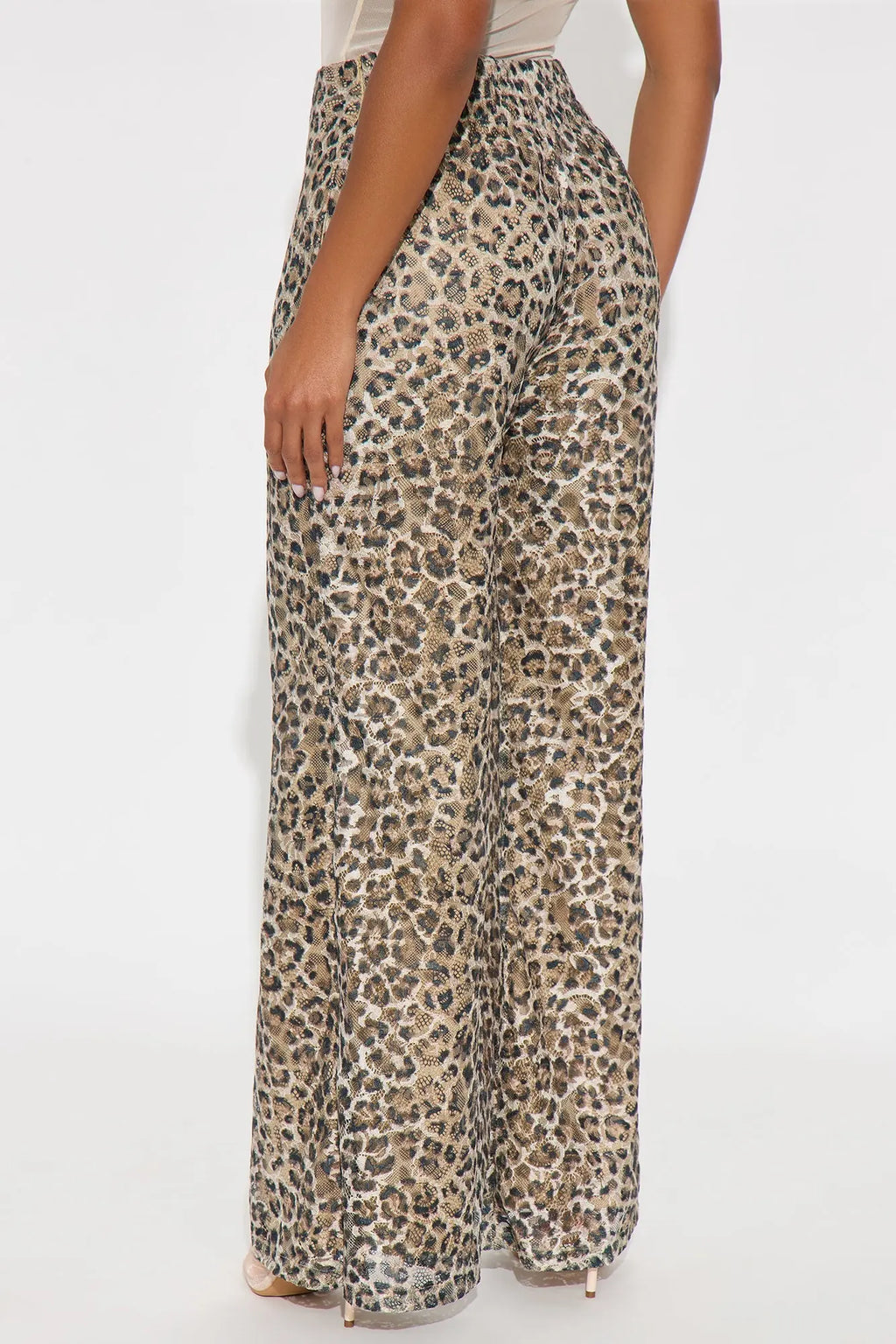 Locked In Leopard Lace Wide Leg Pant 33″ - Leopard 