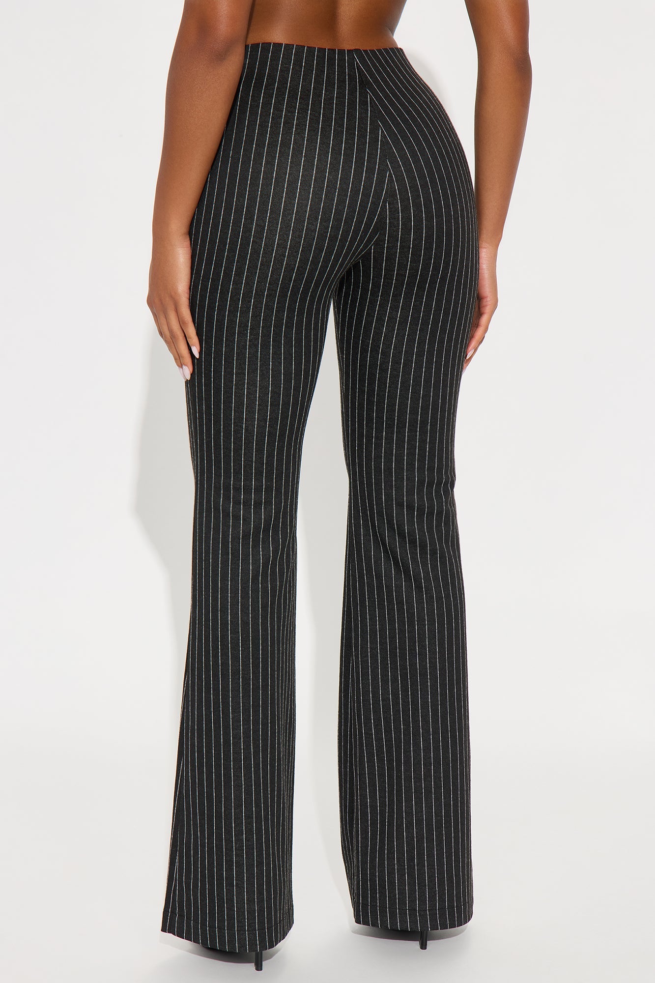 Booked And Busy Pinstripe Ponte Flare Pant 33 - Black/White