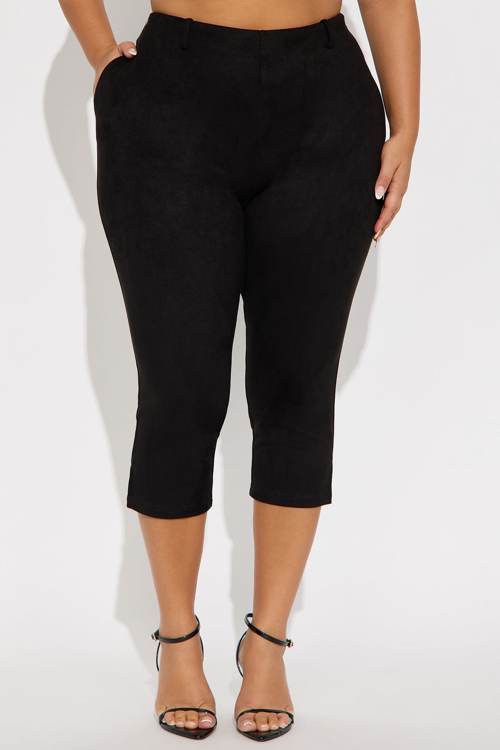 Always Yours Faux Suede Capri Pant - Black