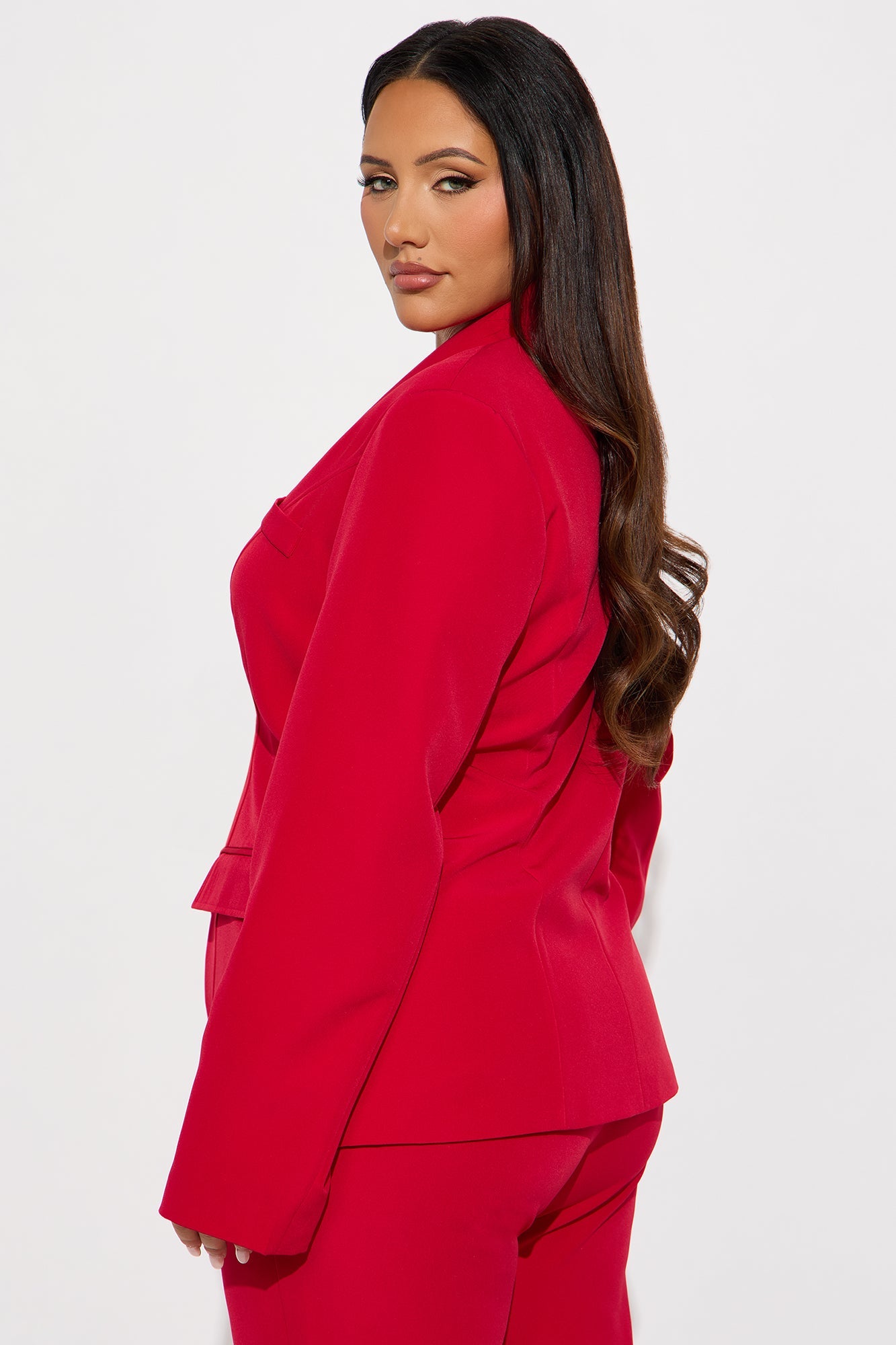 About Her Business Hourglass Blazer - Red